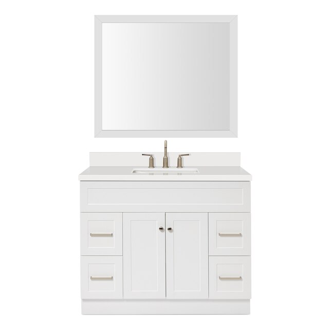ARIEL Hamlet 43-in White Undermount Single Sink Bathroom Vanity with White  Quartz Top (Mirror Included) in the Bathroom Vanities with Tops department  at Lowes.com