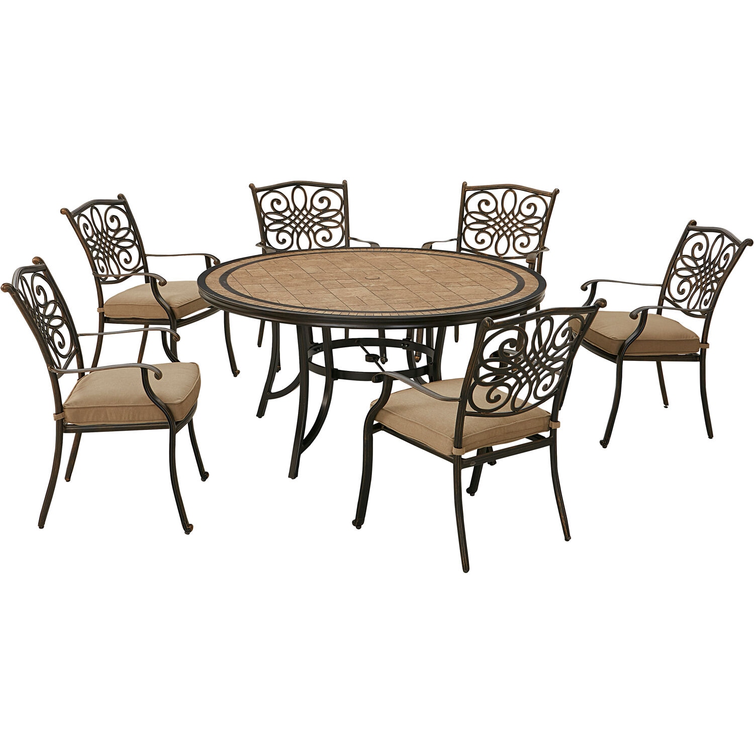Hanover MONDN7PCRDTL-C-TAN Patio-Dining-Sets - View #2