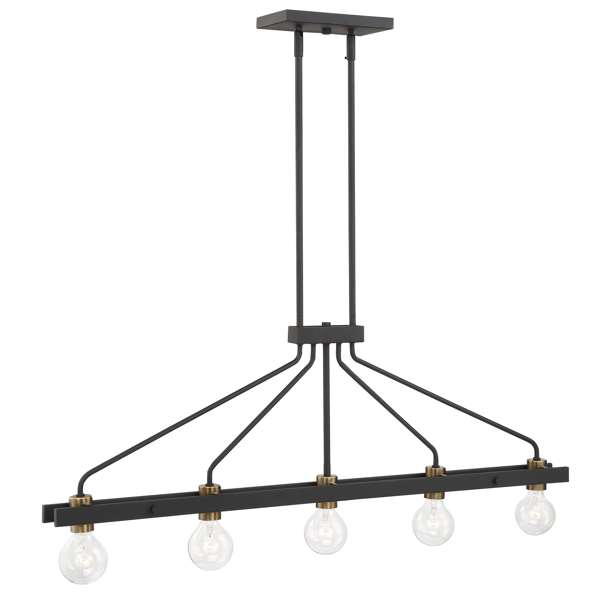 Ravella 42'' Black and Satin Brass Modern Industrial Island Chandelier