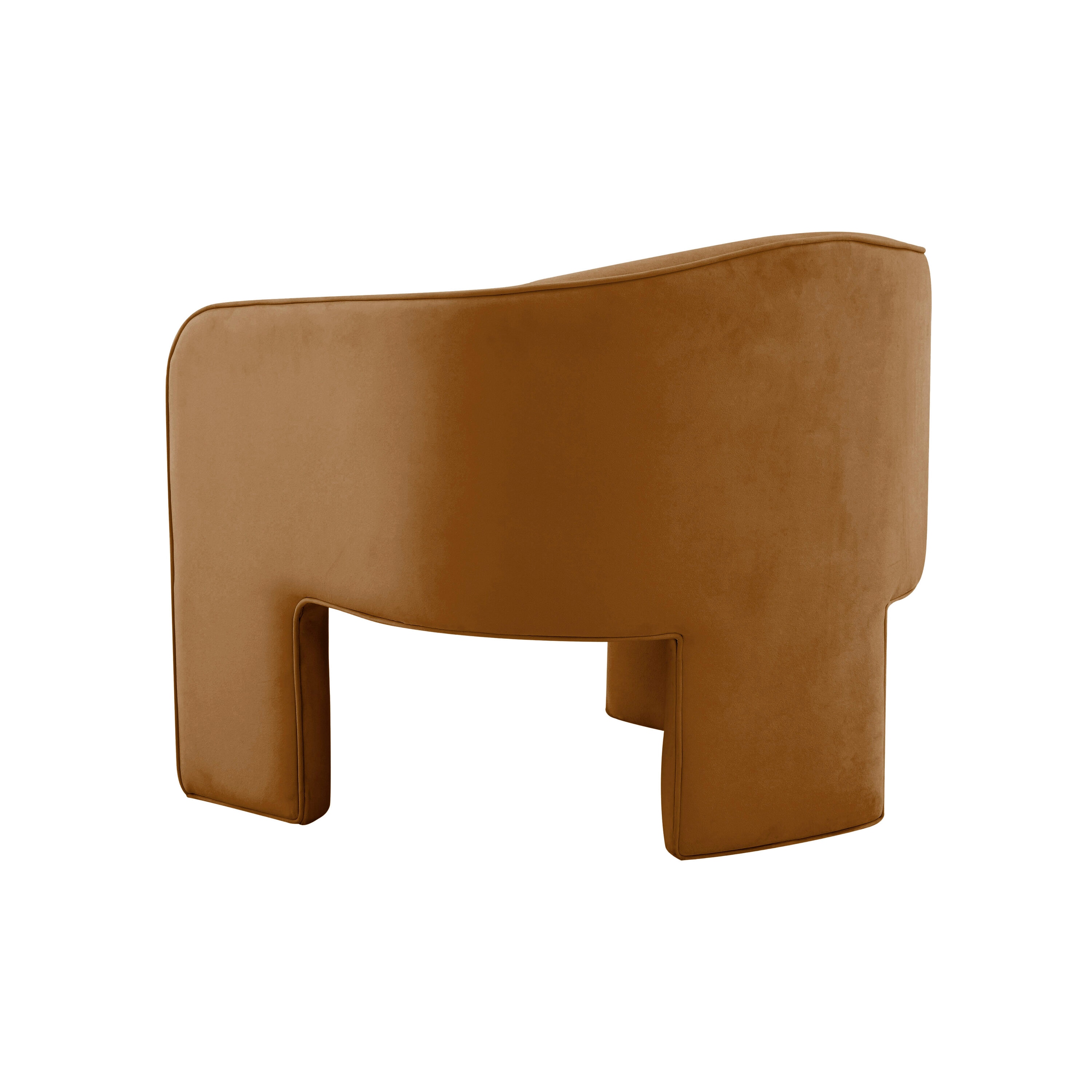 Cognac Velvet Barrel Accent Chair with Wood Frame