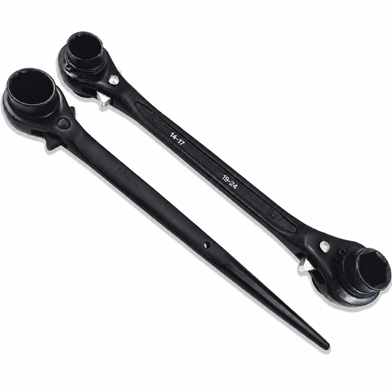 DYRCJ  2PC Reversible Ratcheting Wrench Set with Hexagonal and 12 Pointed Ratchet Wrenches in Multiple Sizes for Versatile Mechanical and Plumbing