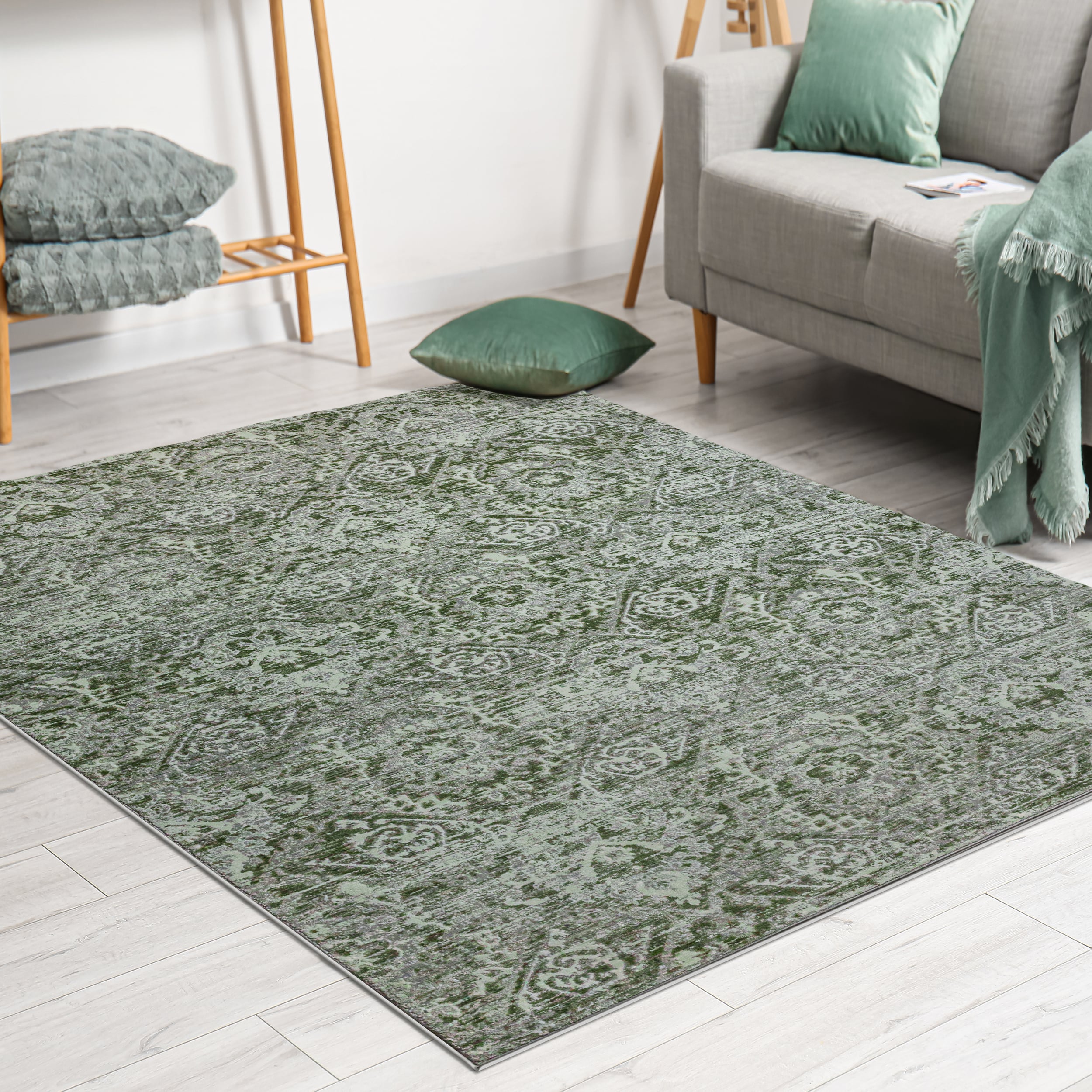Radici USA 1244/1031/GREEN 3 x 5 (ft) Loomed Polypropylene Green Rectangular Indoor Geometric Mid-Century Modern Area rug