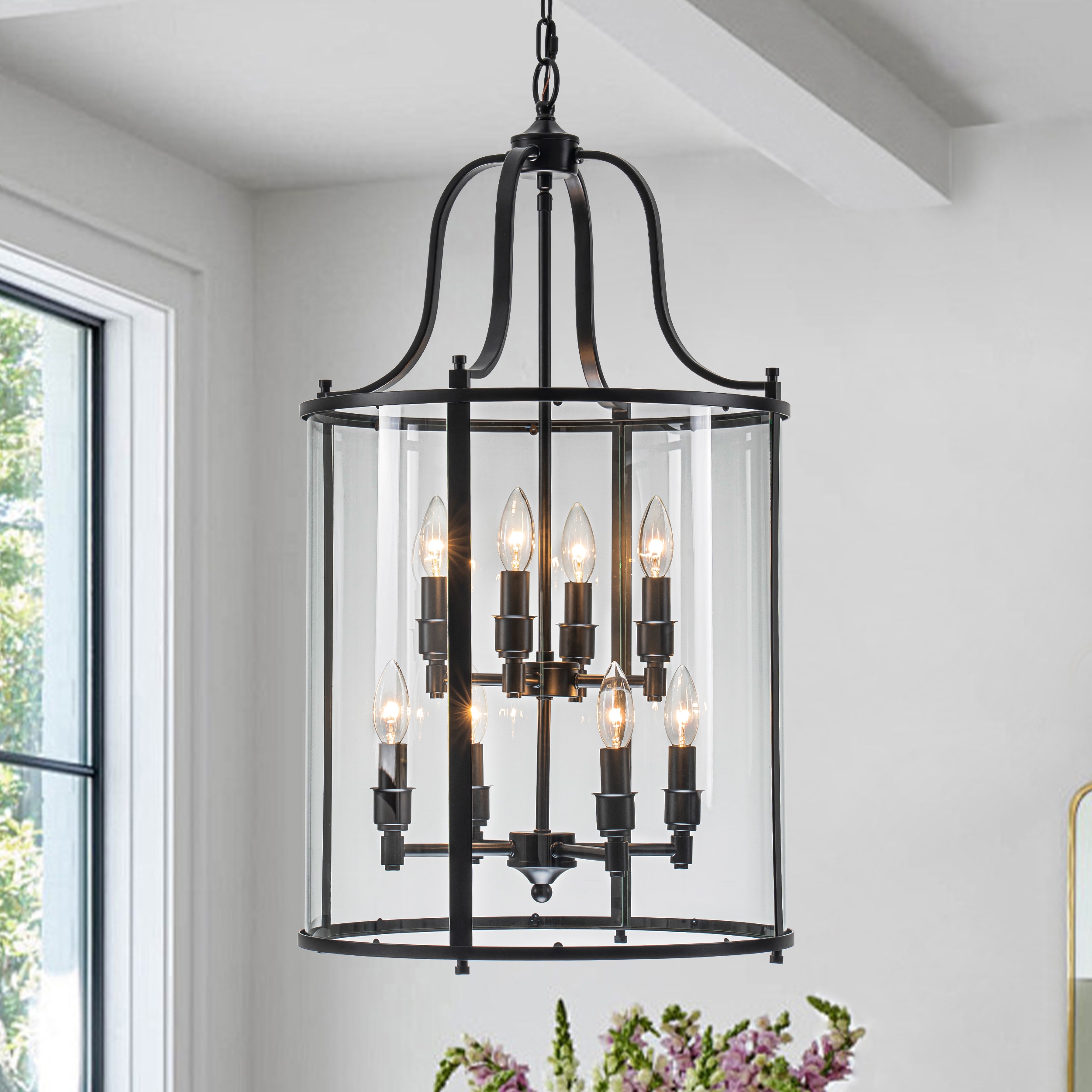 HUOKU PD1062421 Diseno 8 -Light Matte Black Industrial For Use in Bedrooms, Dining Rooms, Foyers, Kitchens, Living Rooms Chandelier
