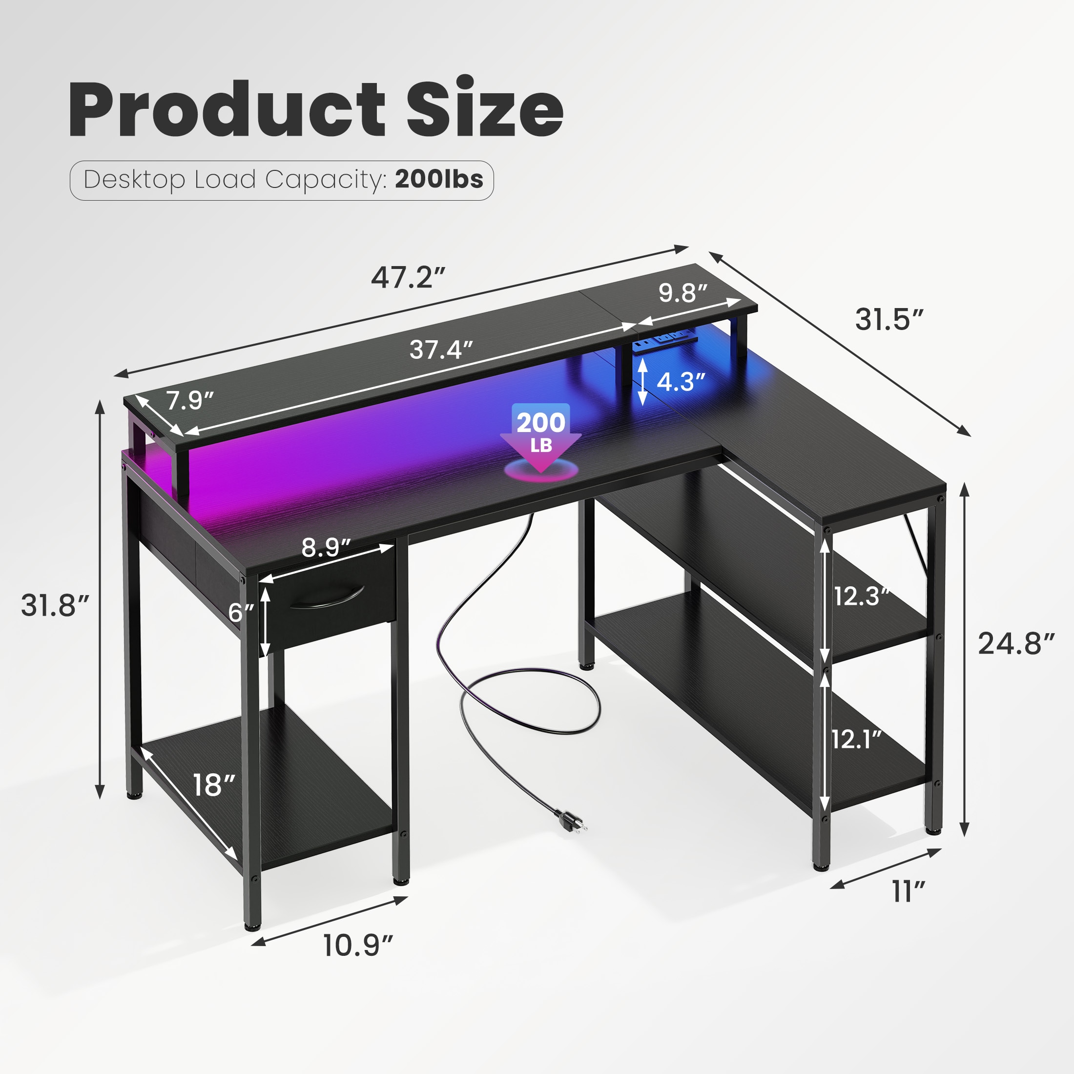 Sweetcrispy L-FH-LXZ2CDD-47BK desks - View #8
