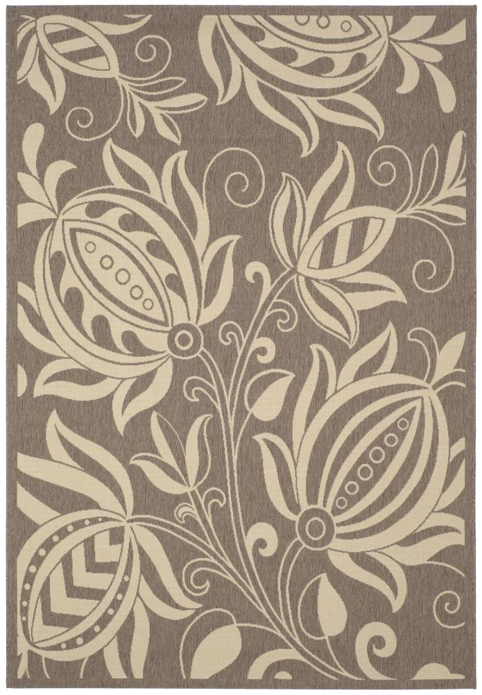 Safavieh CY2961-3009-9 Courtyard Blossums 9 x 12 (ft) Loomed Polypropylene Brown/Natural Rectangular Indoor/Outdoor Floral/Botanical Coastal Area rug