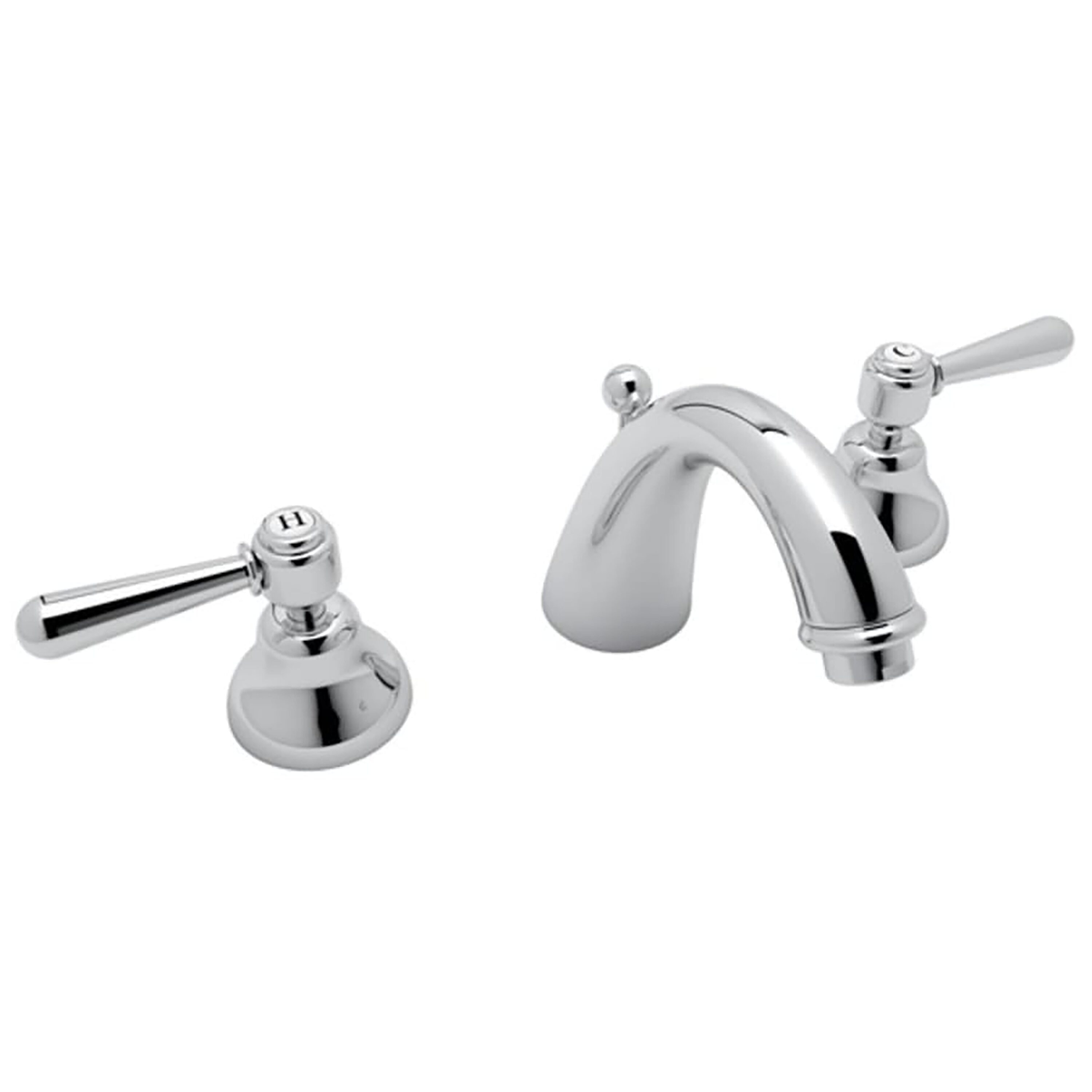 Rohl A2707LMAPC-2 Polished Chrome Widespread 2-handle Low-arc Residential Handle Bathroom Sink Faucet with Drain