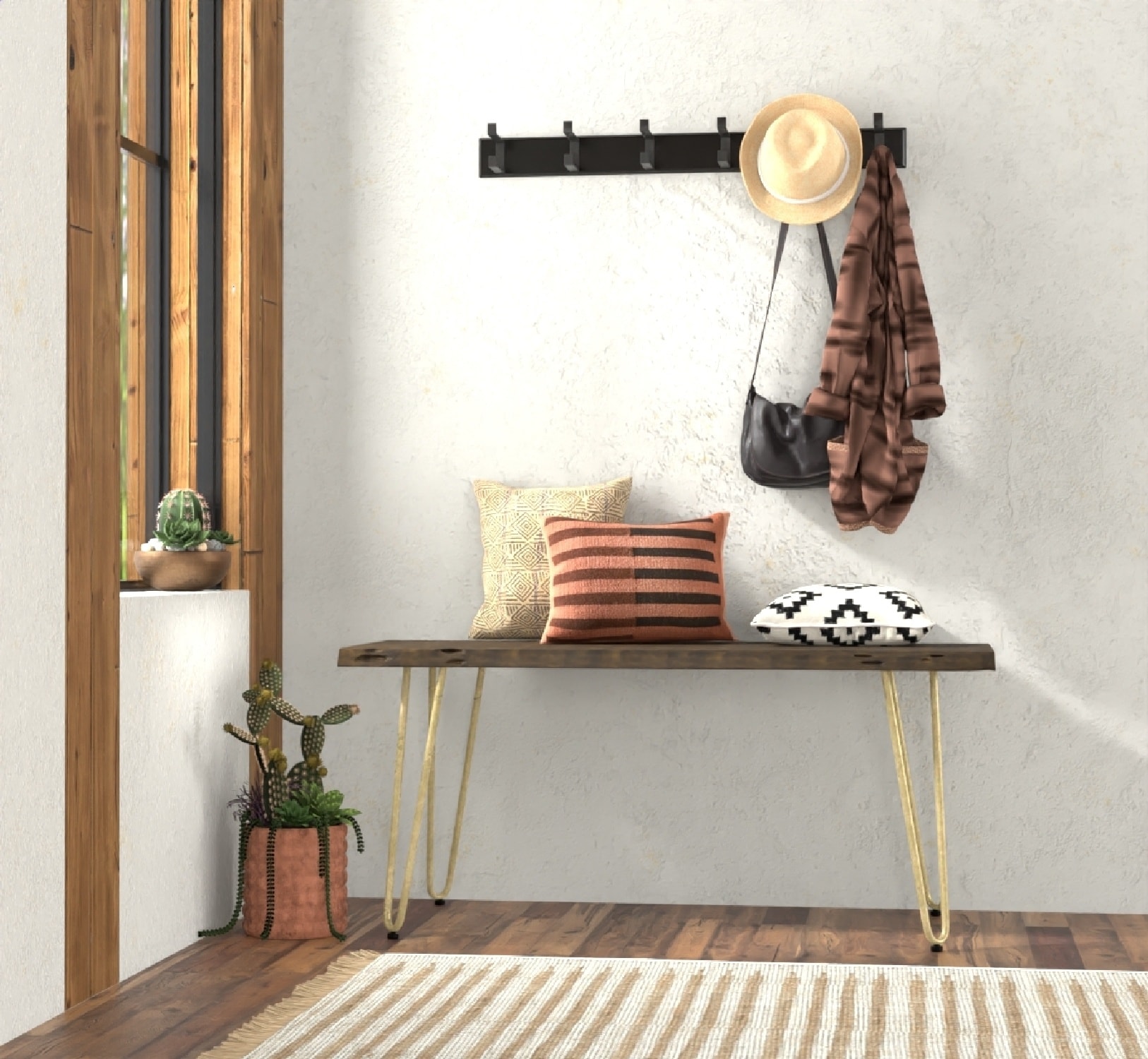 Seti Acacia Live Edge Rectangular Coffee Table in Elm and Gold
