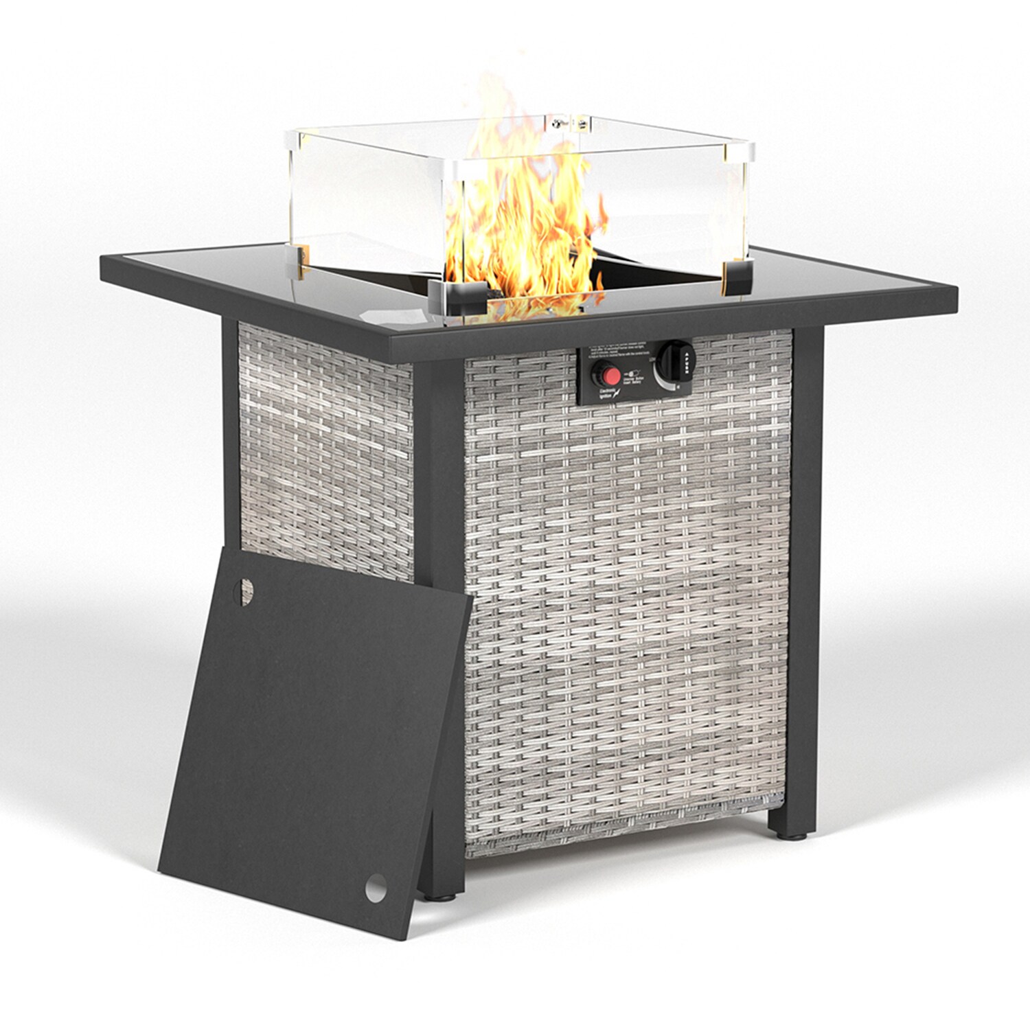 Mondawe MO-OP3610CF 27.6-in W Gray Portable Stainless steel Square Tabletop Liquid propane Fire pit table