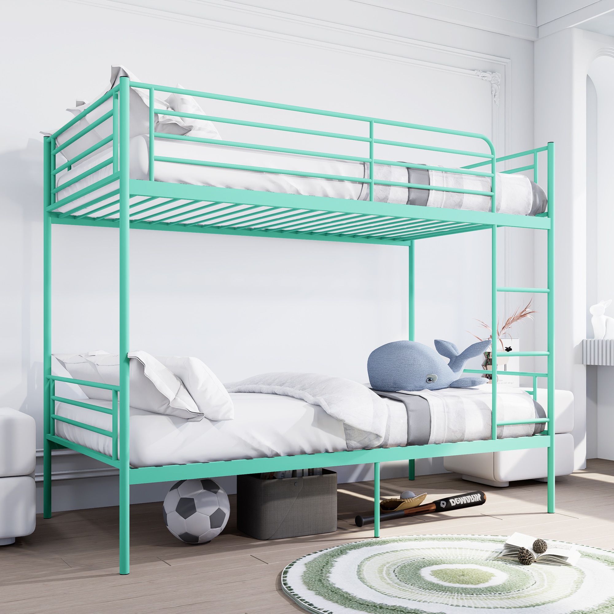 LUXEYARD Bunk Bed with Ladder and high Guardrail Able to Split Metal ...