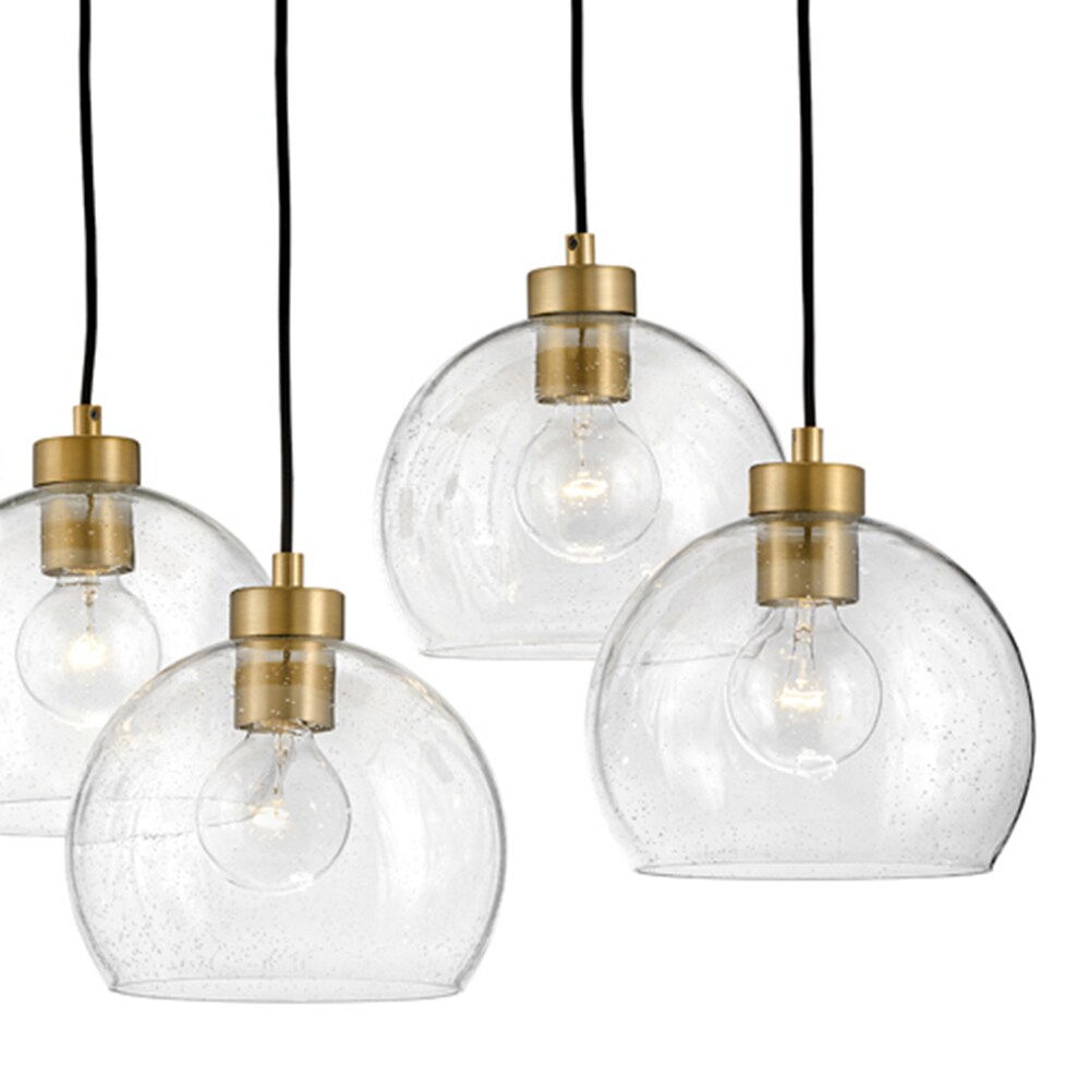 Lark Rumi 7Light Lacquered Brass Modern/Contemporary Seeded Glass Linear LED Pendant Light in