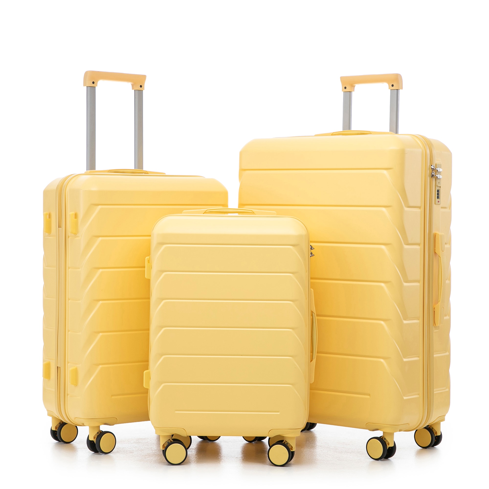 SINOFURN SYD9400001WT 19.3x11.4x29.5 Yellow Plastic Hardshell Suitcase set 3 -Bag