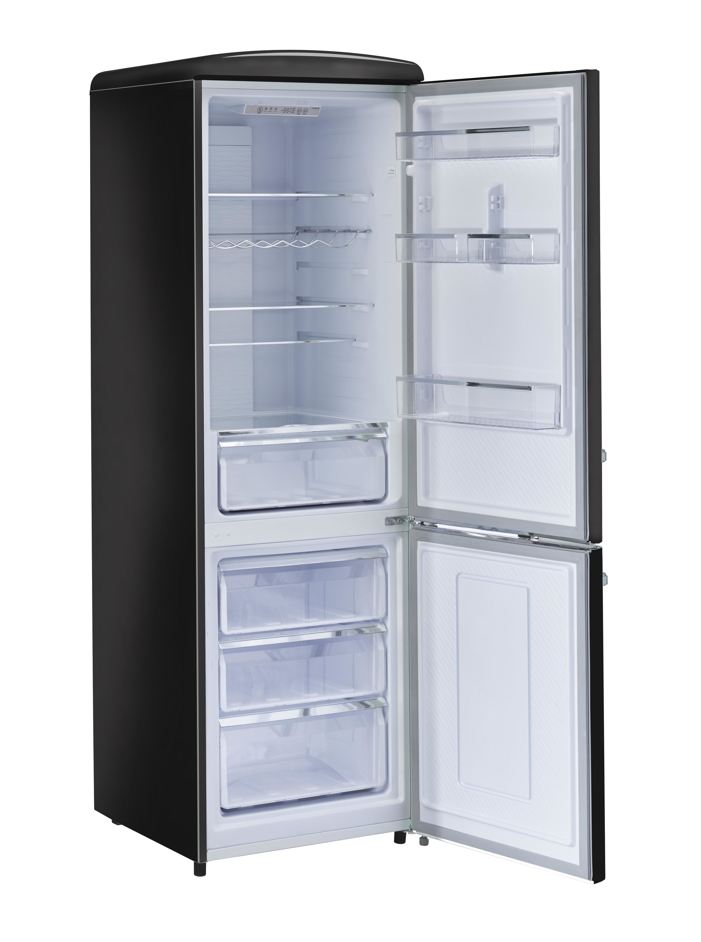 Unique® Appliances Classic Retro 30 in. 18 Cu. Ft. Midnight Black Bottom  Freezer Refrigerator, Big Sandy Superstore