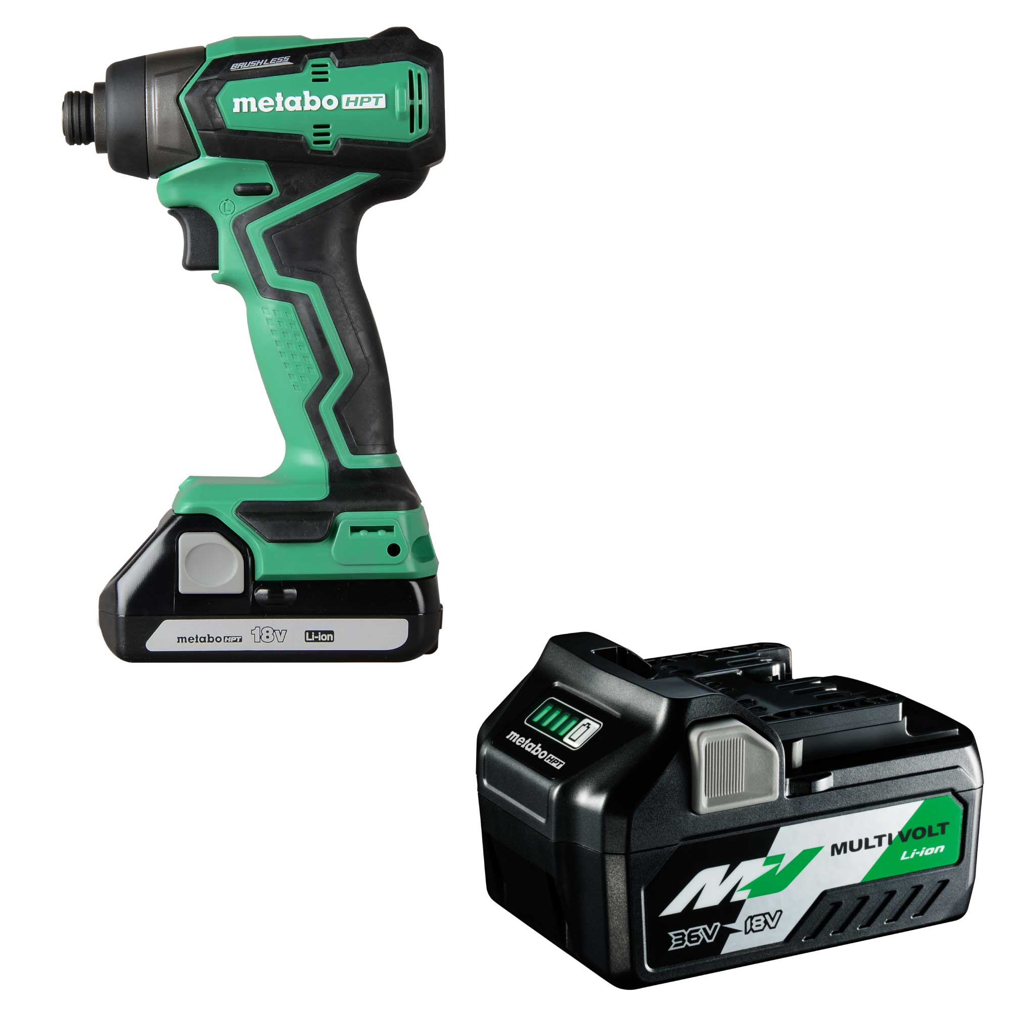 Metabo HPT MultiVolt 18-volt 1/4-in Variable Speed Brushless Cordless Impact Driver (2-batteries included) with MultiVolt 2.5Ah/5.0Ah Power Tool
