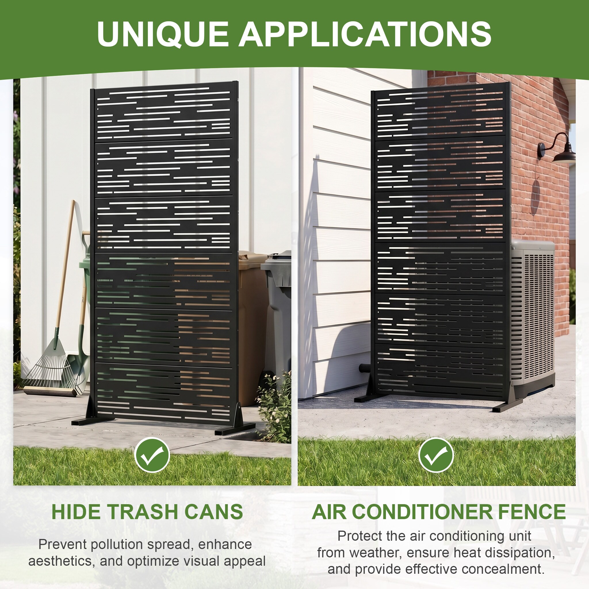 PexFix Set of 2 72-in H x 35-in W Black Outdoor Metal Privacy