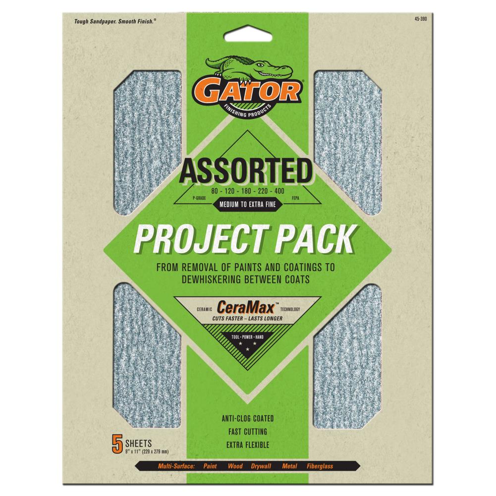 Gator Multi-grade Pack Sheet Sandpaper 9-in W x 11-in L 5-Pack in the  Sandpaper department at