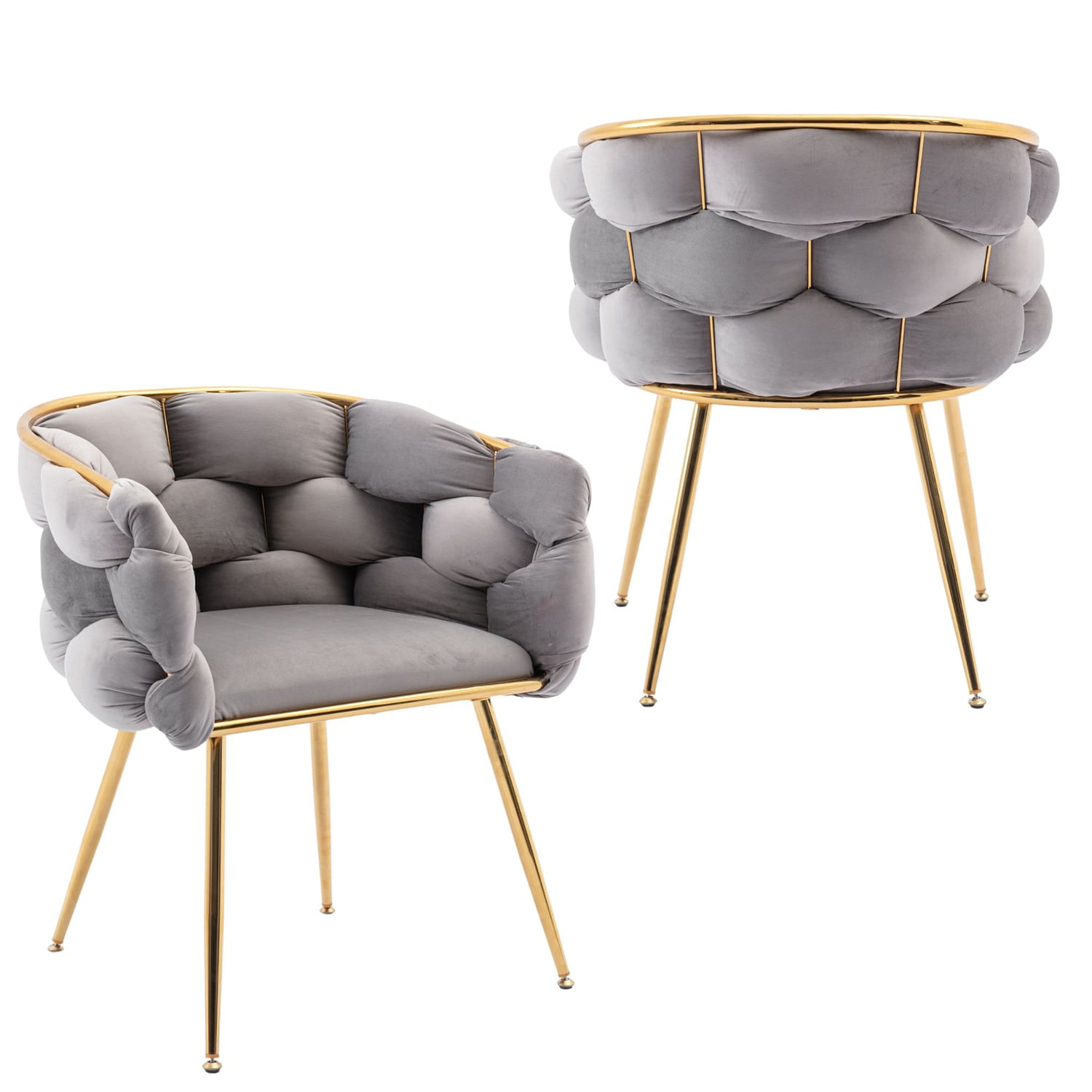 SINOFURN SYA290005GY 2 Craftsman Gray Velvet Accent Chair
