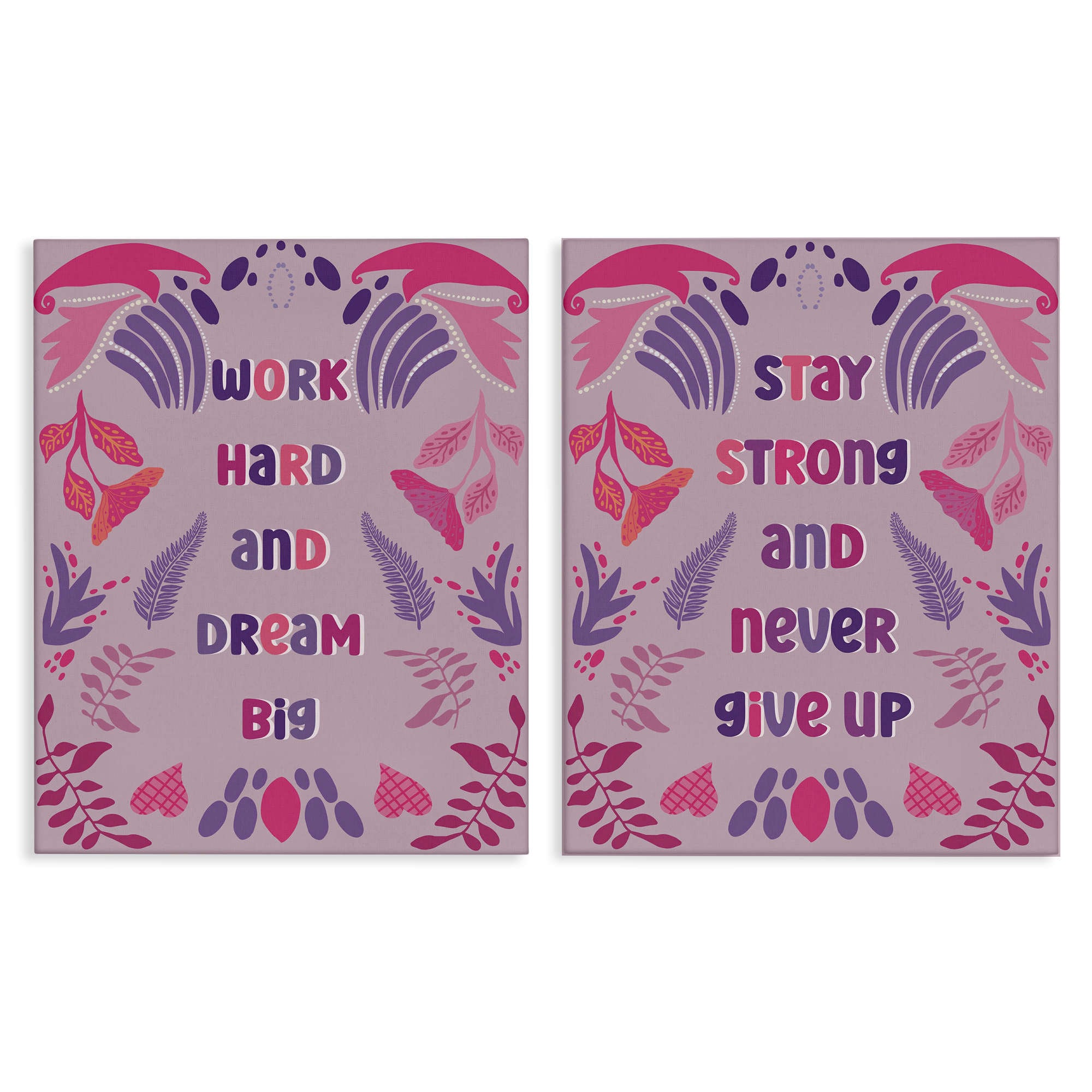 Stupell Industries B2-775-CN-2PC-24X30 Purple Motivational Work Hard 2 Piece Canvas Wall Art Set By Julia Fox 24 x 30
