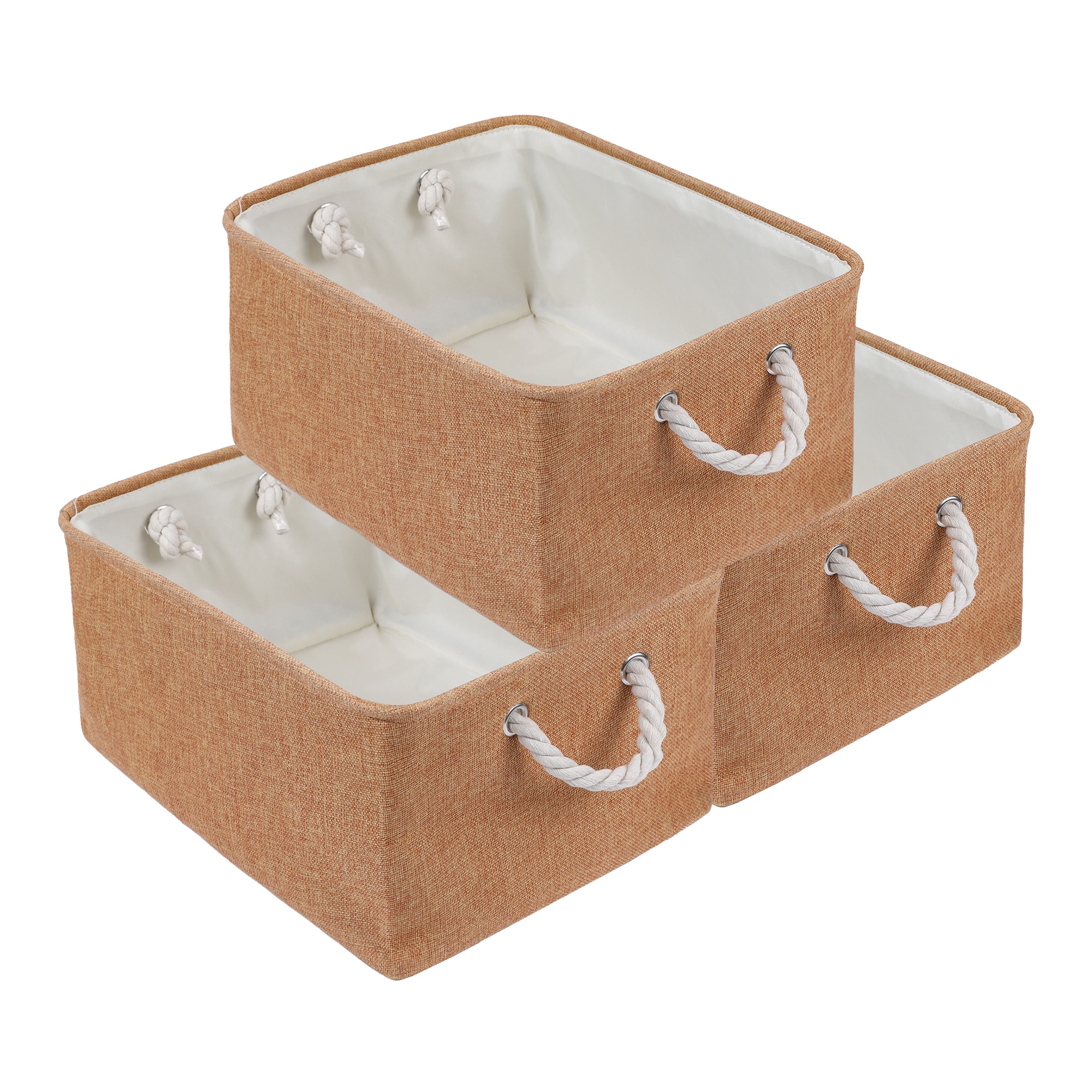 Unique Bargains 3 Packs Storage Bin with Handles for Shelves
