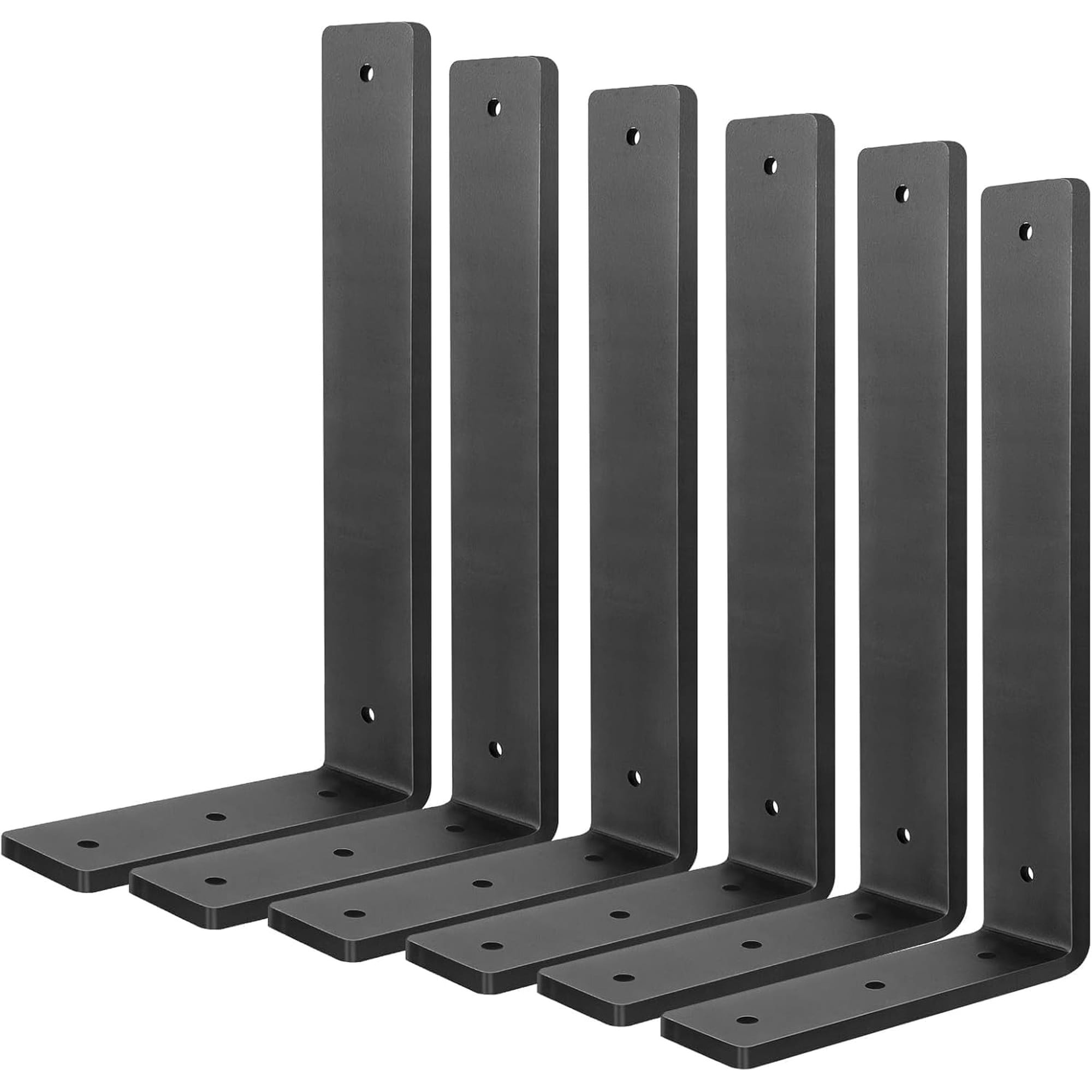 Angel Sar 6 Pcs 12 in Floating Shelf Bracket Heavy Duty Black Wall Shelf Bracket for DIY Decorative with Mounting Hardware