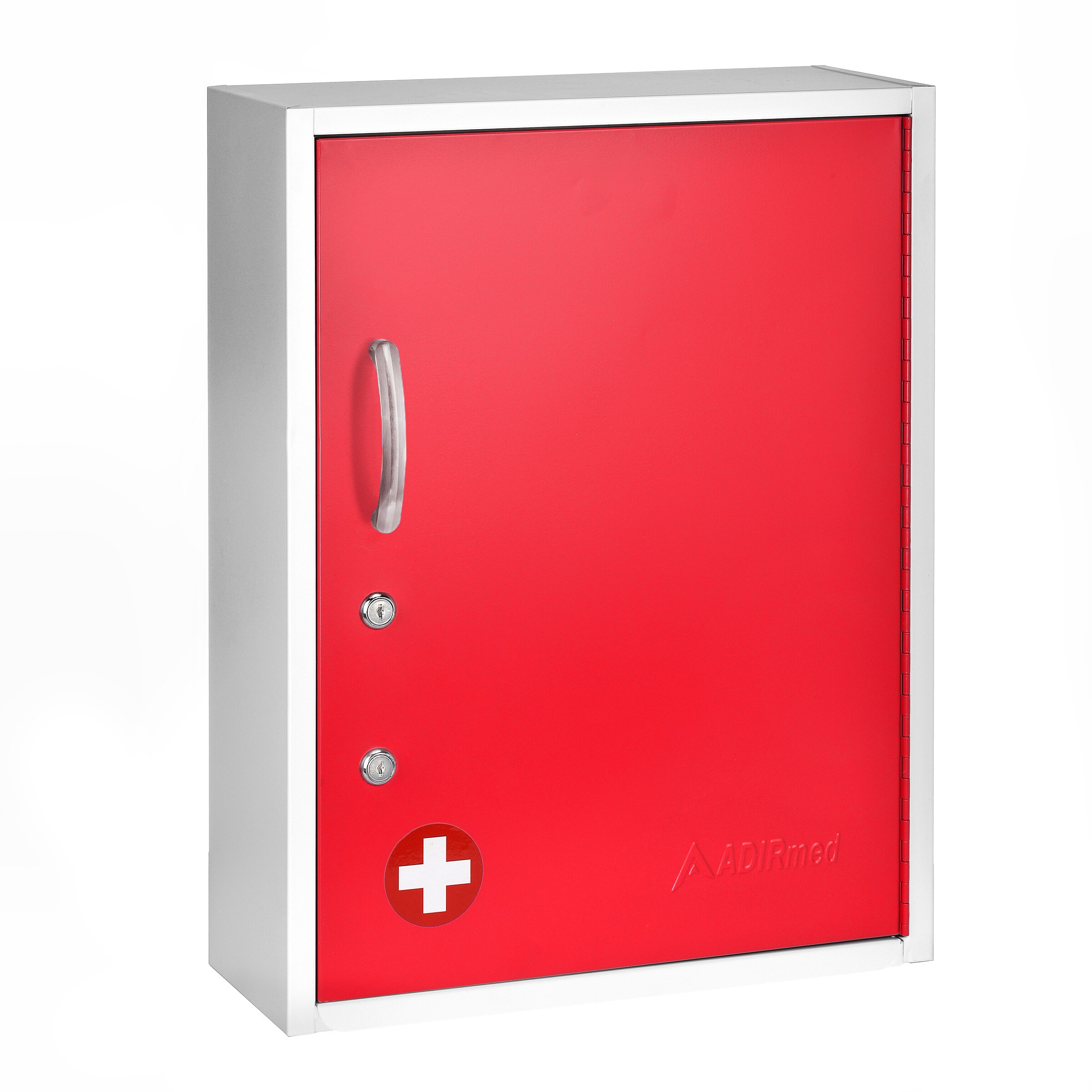 AdirMed 999-06-RED 21 in H x 16 in W Dual Lock Surface-Mount Medical Security Cabinet in Red with Pull-Out Shelf and Document Pocket