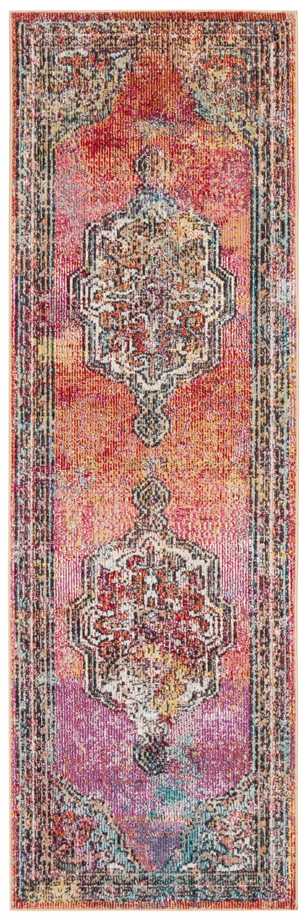 Colorful Low Pile Bohemian Floral Area Rug