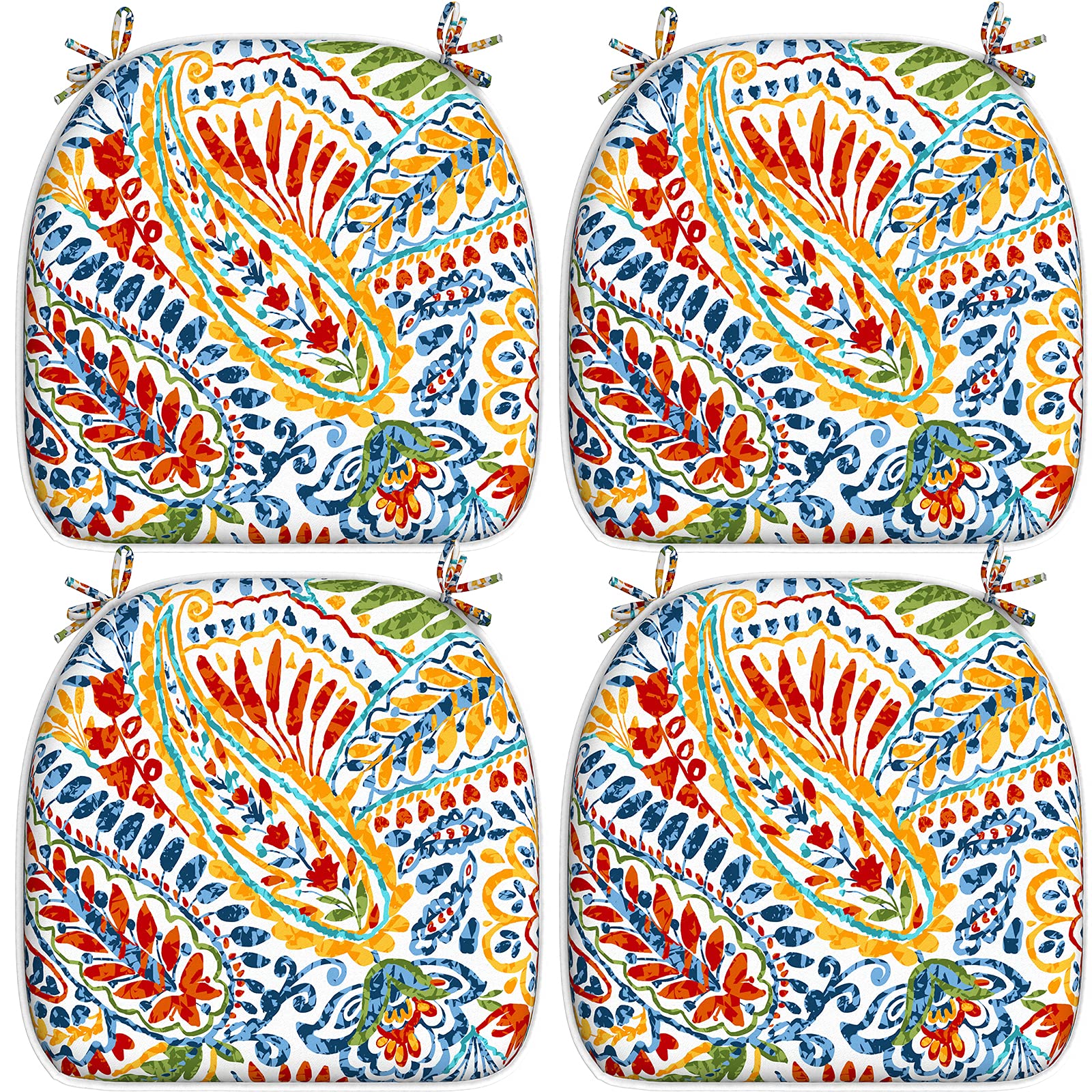 Aoibox  17 in W x 16 in D Paisley Multi Polyester Universal Outdoor Chair Seat Cushion 4 Pack Bench and Settee Universal