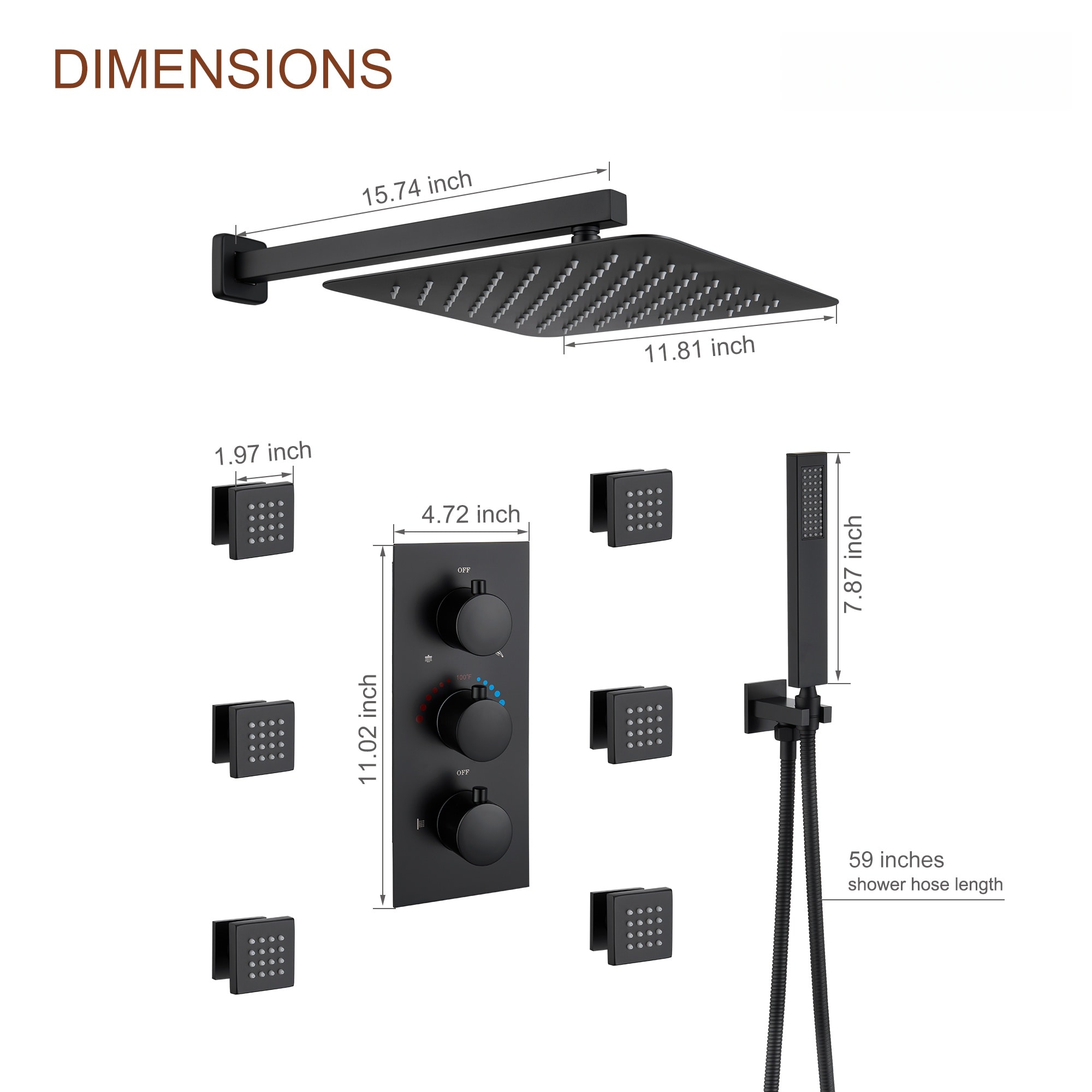CASAINC CS6219-12CH Showerhead-Bar-Panels - View #11