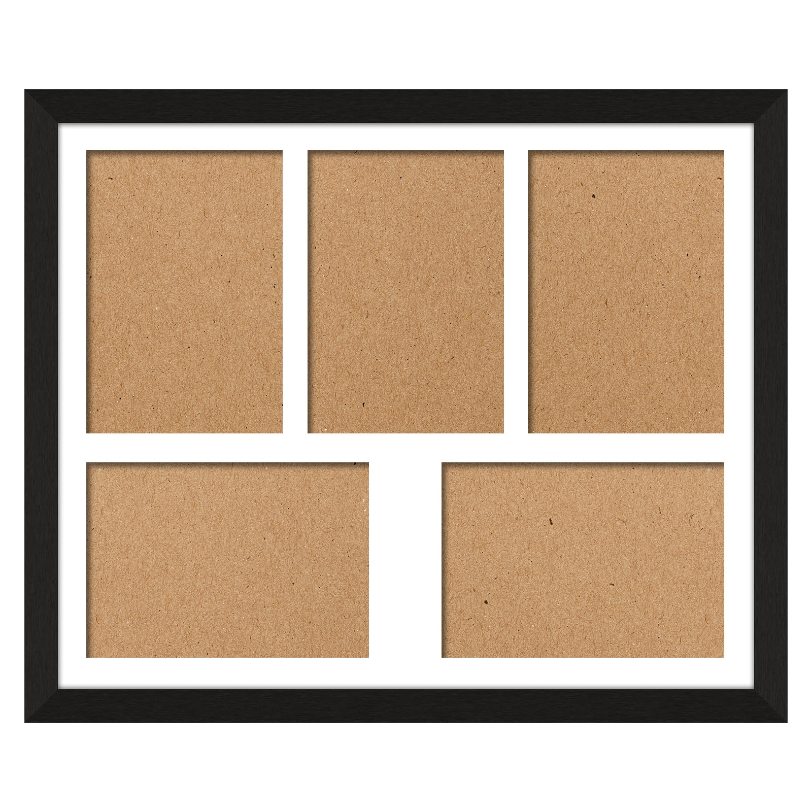 Etokfoks  14 7 x 17 7 Black Pine Wood Collage Frame White Mat 5x7 for 5 Photos or 13 5 x 16 5 Single Photo