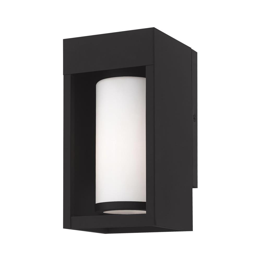 Livex Lighting 20981-04 Bleecker 1 -Light 9.25-in H Matte Black Hardwired Outdoor Wall Light