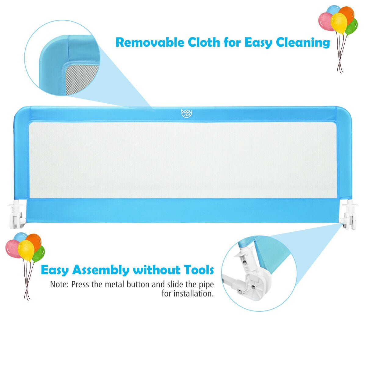 Goplus Easy Assembly Gray Bed Rail with Fastening Belt - Removable Cloth  Design - Fits Most Beds - No Tools Required in the Bed Rails department at