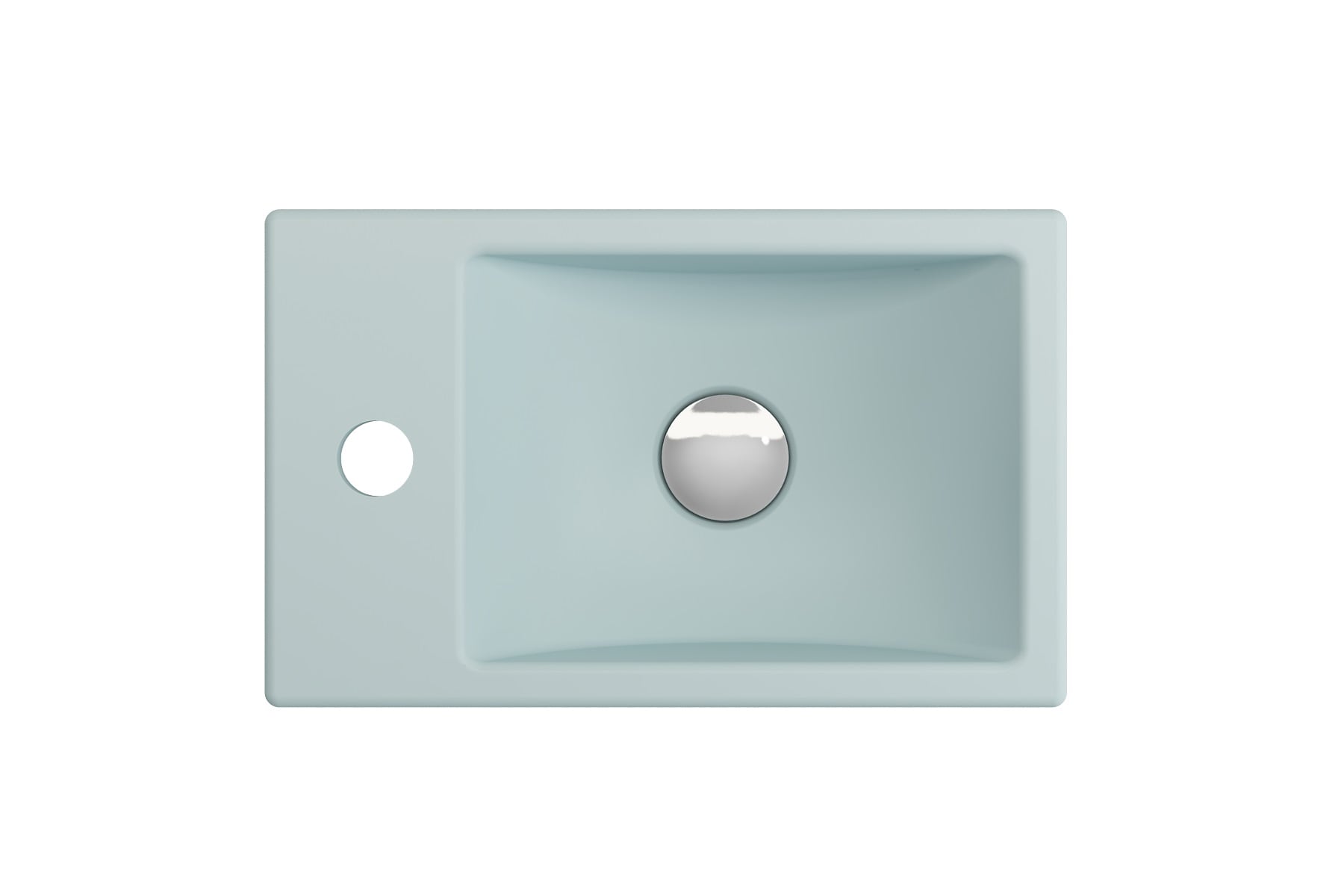 Milano Matte Ice Blue Ceramic Wall-Mount Rectangular Sink, 14.5-Inches