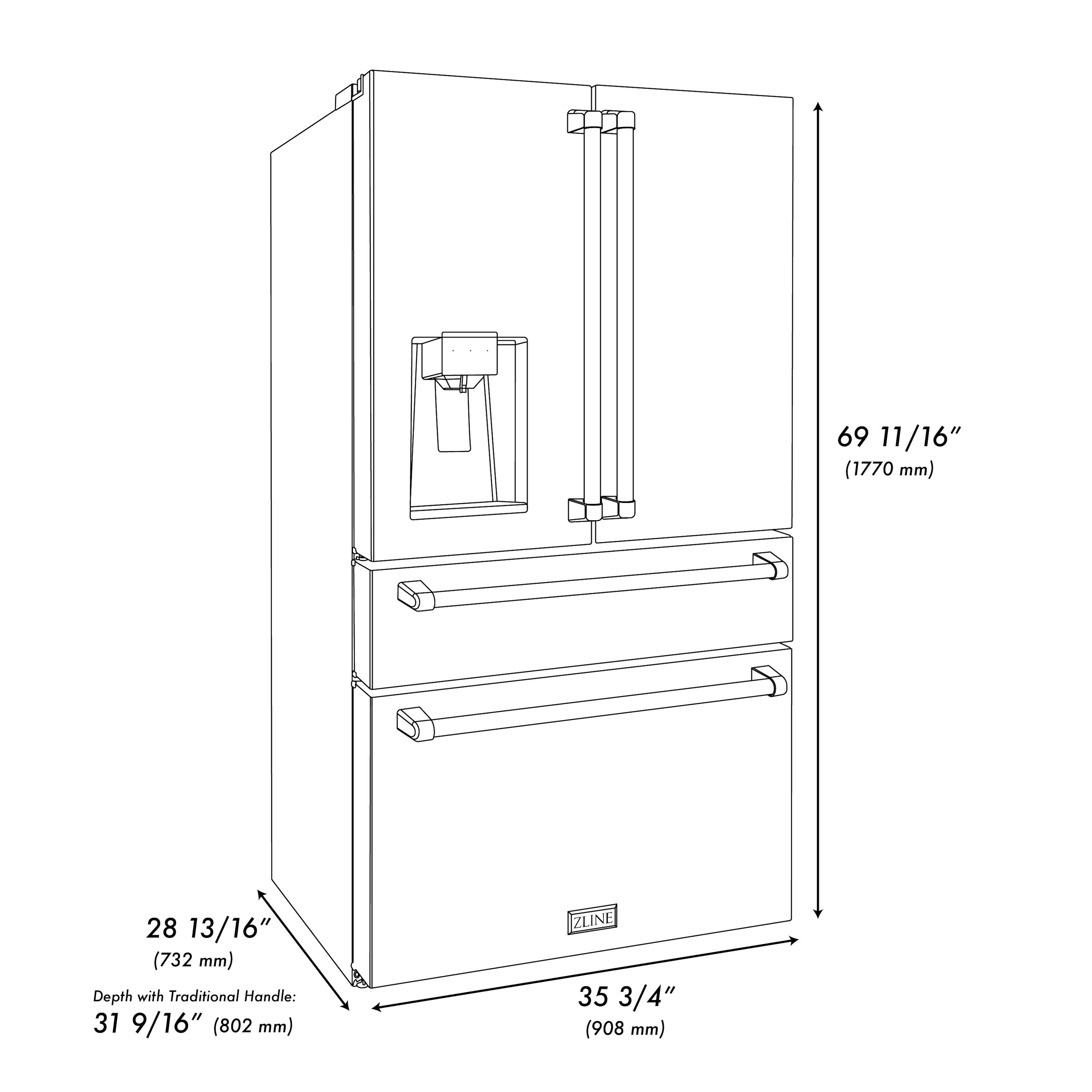 ZLINE KITCHEN & BATH RFMZ-W-36-MB French-Door-Refrigerators - View #17