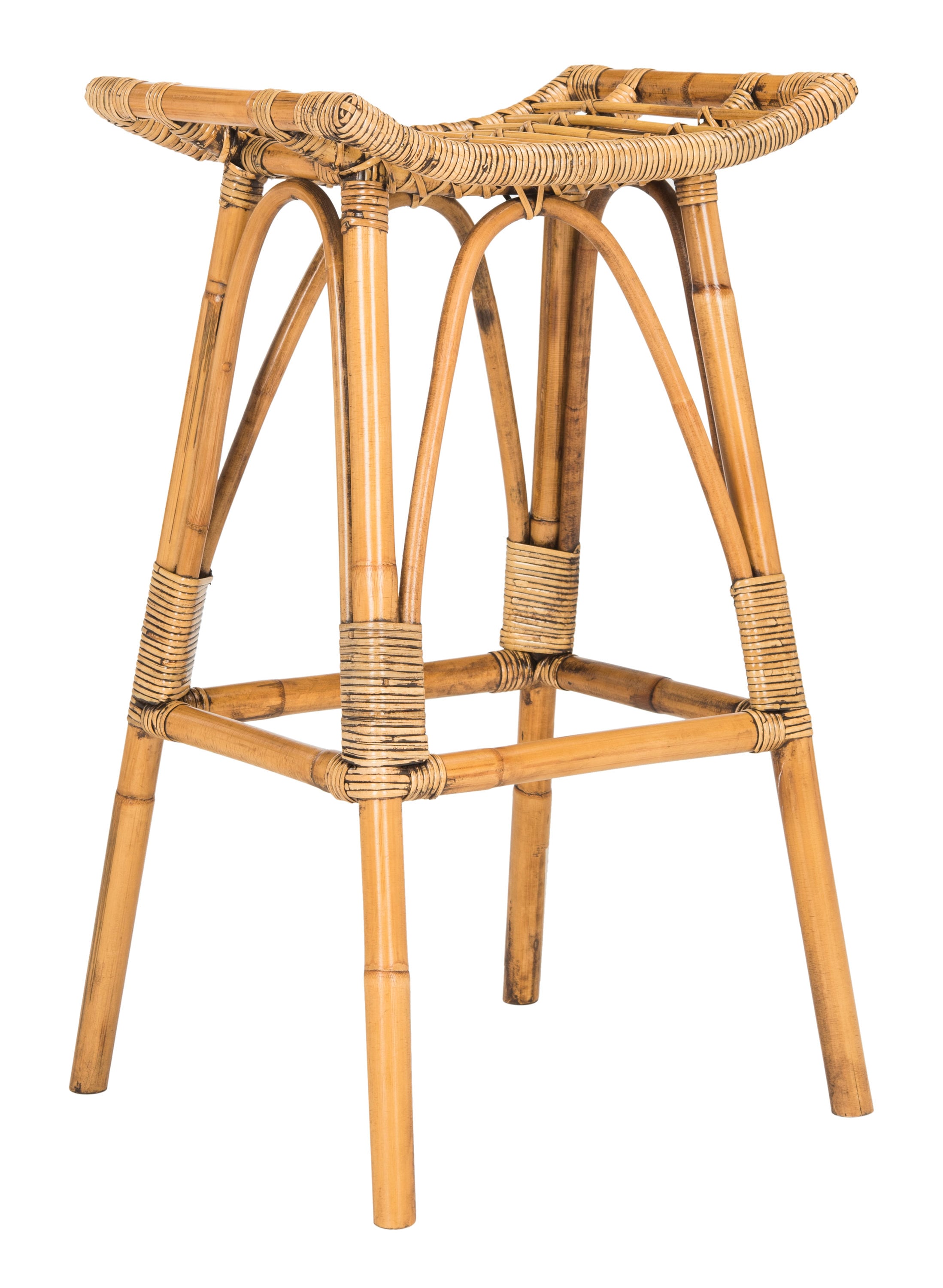 Leda Grey White Wash Rattan Saddle Bar Stool