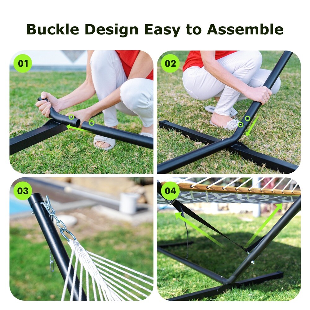 MASTGOAL 2 Person eavy Duty Double Hammock with Adjustable Steel Stand ...