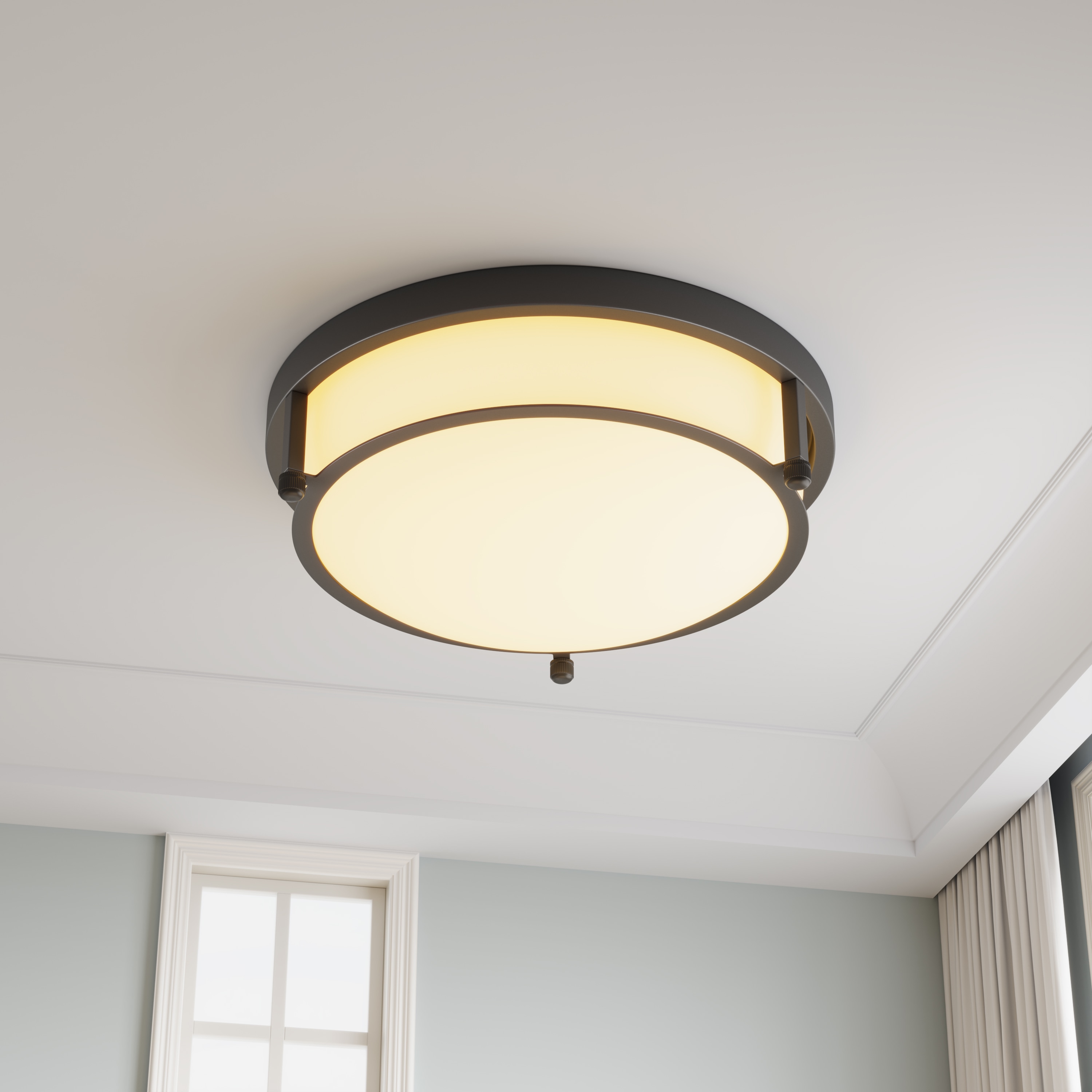 Aiwen CL2058-2 2 -Light 13-in Black Flush Mount Light