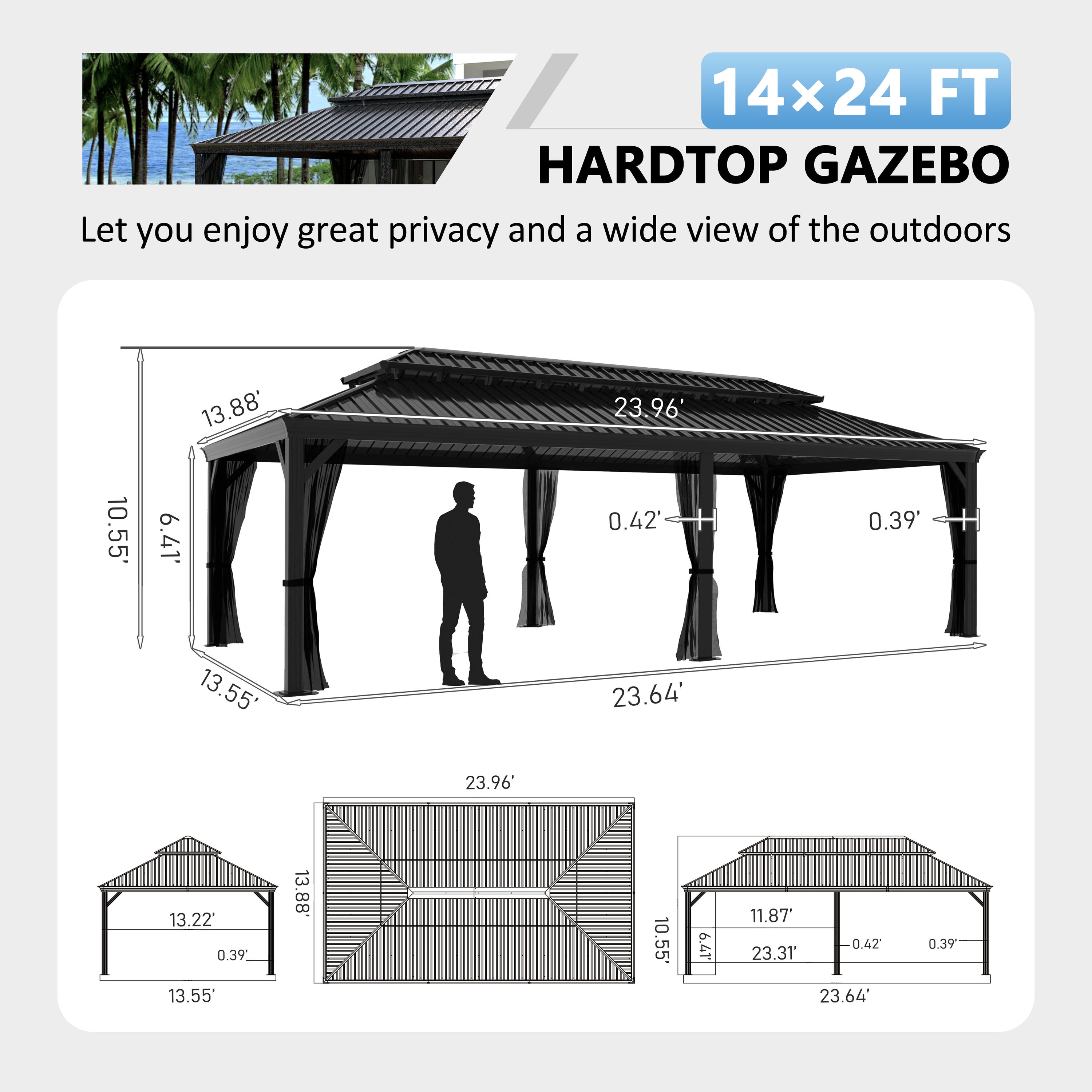 VEIKOUS PG0201-24RT Wood-Resin-Gazebos - View #3