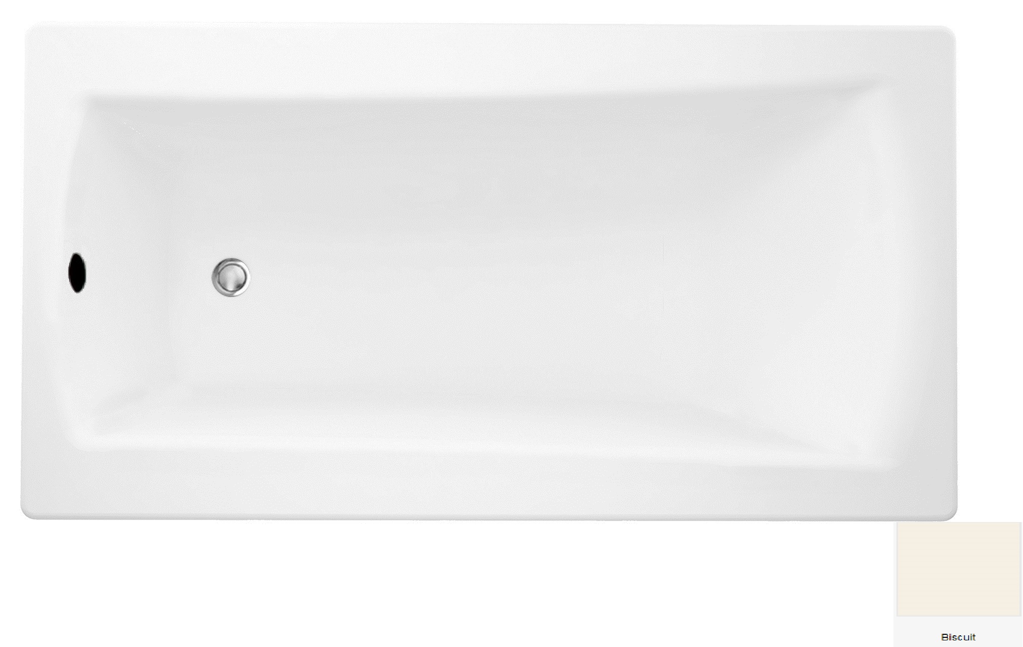 Boston 2 32-in x 72-in Biscuit Acrylic Drop-In Soaking Bathtub (Reversible Drain) in White | - Laurel Mountain 7232BT528