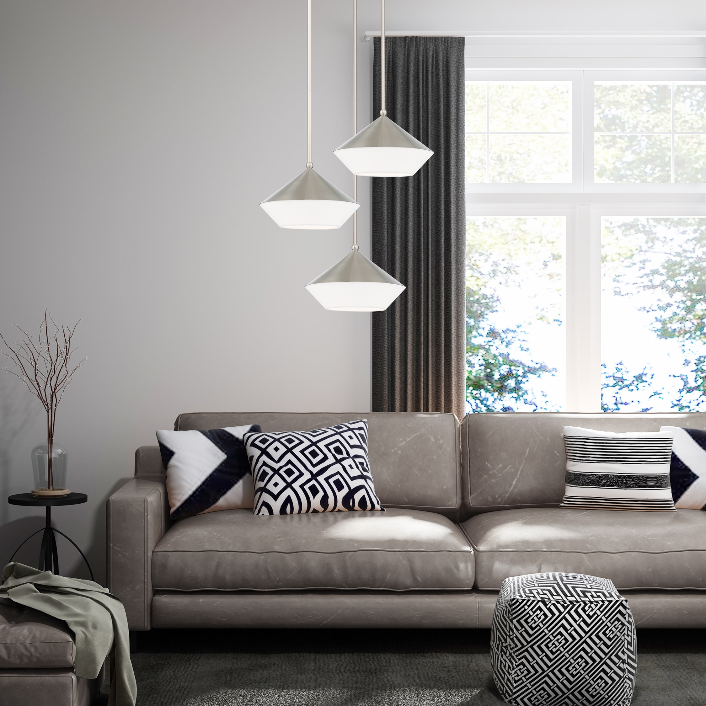Stockholm Brushed Nickel Mini Pendant with Glass Shade