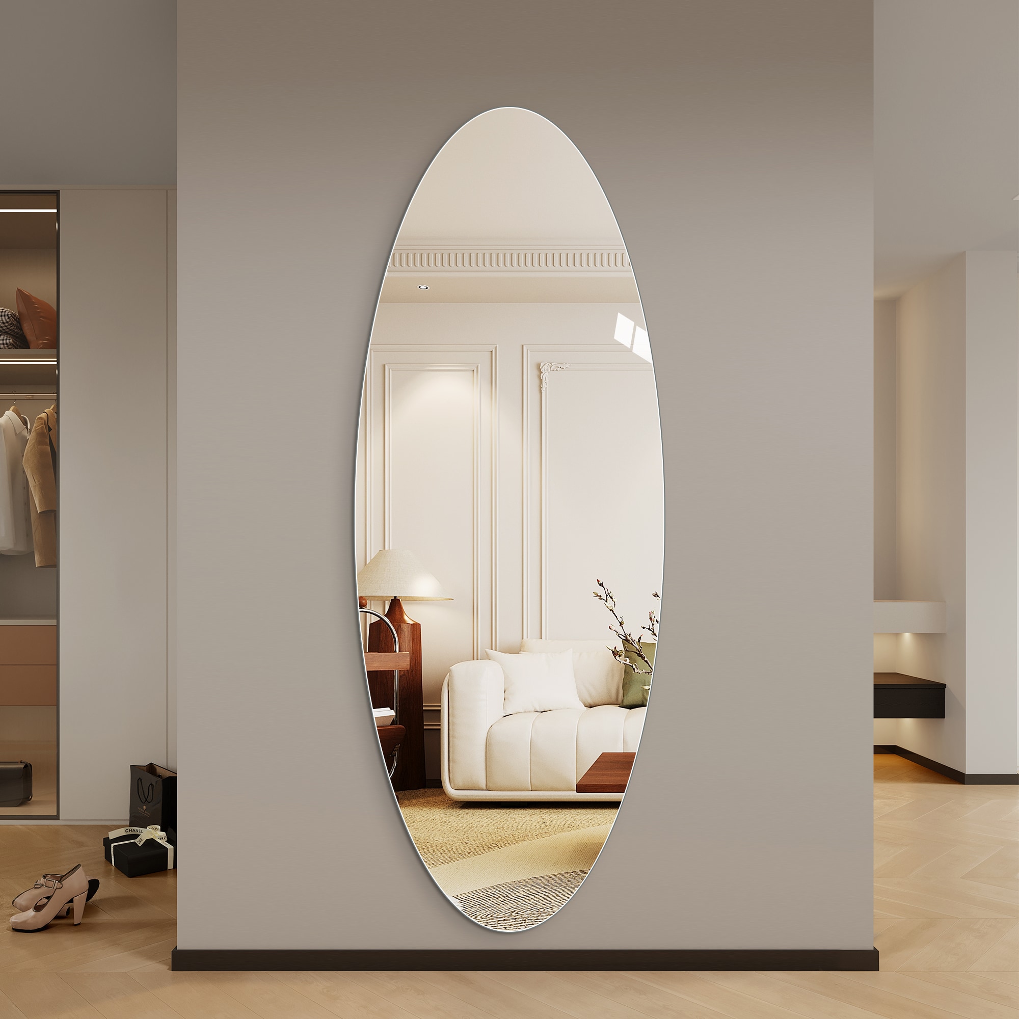 Yocada 65-in W x 24-in H Full Length Wall Mirror Oval Design
