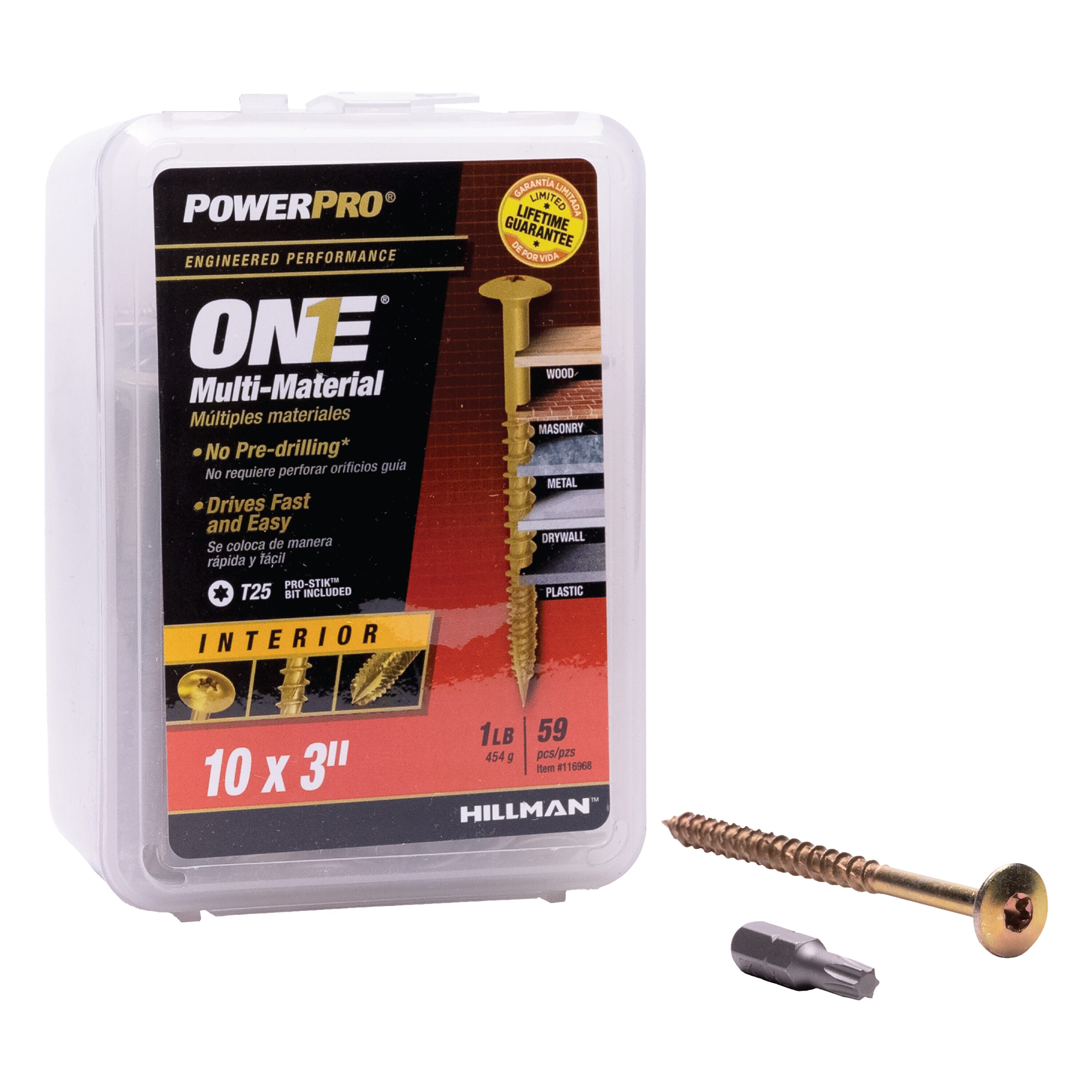 Power Pro #10 x 3-in Yellow Zinc One Interior Wood Screws (59-Per