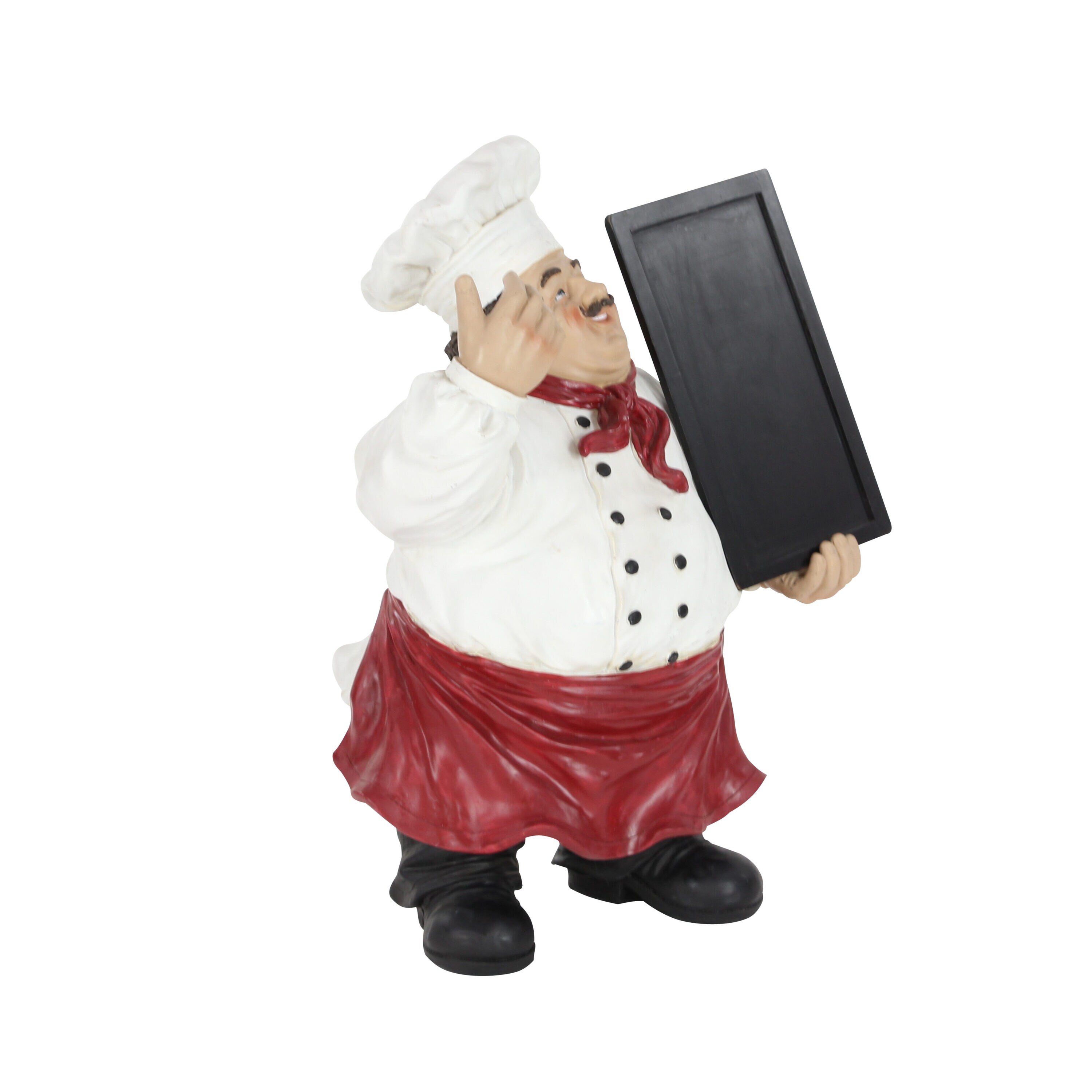 19" Multi Colored Polystone Chef Sculpture with Chalkboard