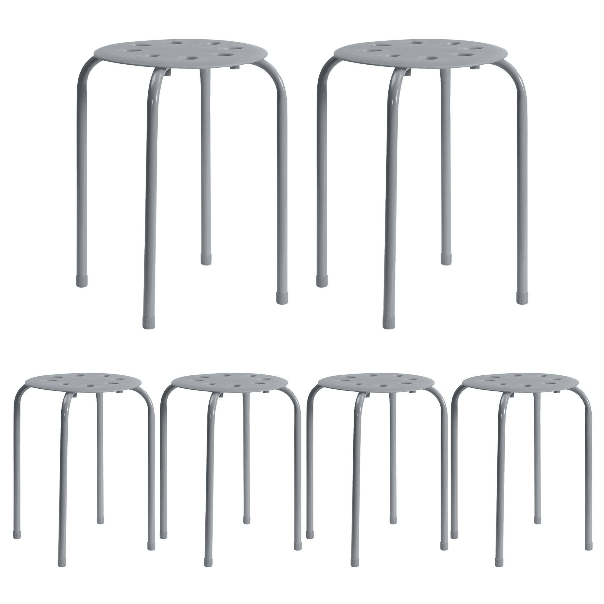 Vecelo LOE-XJM-PRS-GRY-A6 6 Piece Standard Height Stacking Stools Portable Stackable Colorful Decoration Stools for School Classroom and Office Use