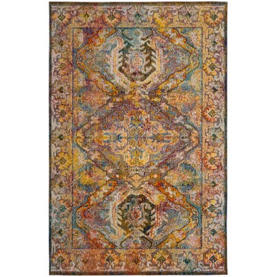 Safavieh Crystal Clayton 3 x 5 Light Blue/Orange Indoor Floral/Botanical Oriental Throw Rug Safavieh Crystal Clayton 3 x 5 Light Blue/Orange Indoor Floral/Botanical Oriental Throw Rug