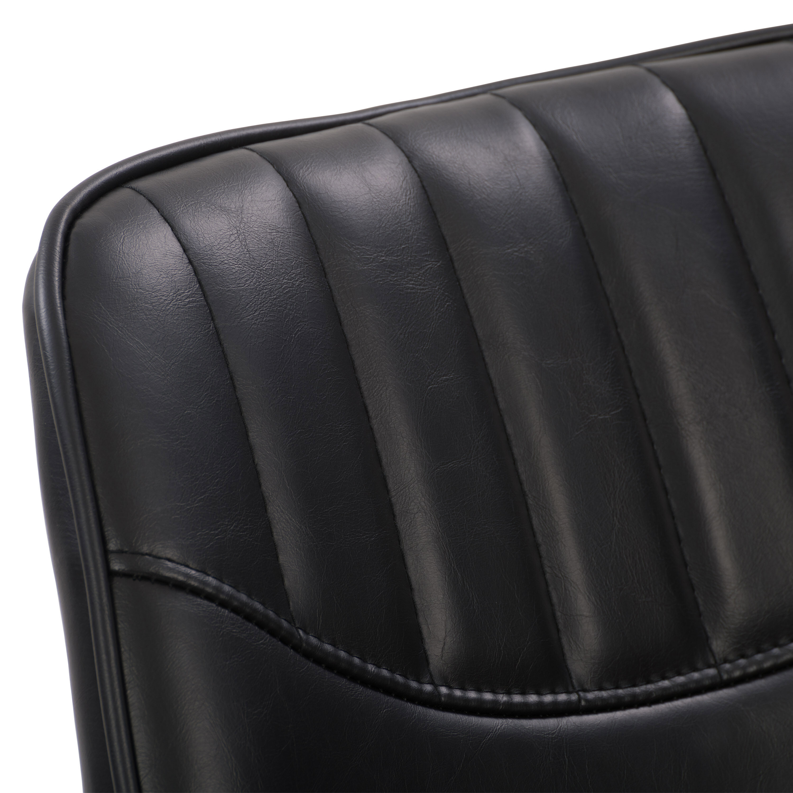 Blakeley Black Faux Leather & Metal 34" Modern Farmhouse Barstools - Set of 2