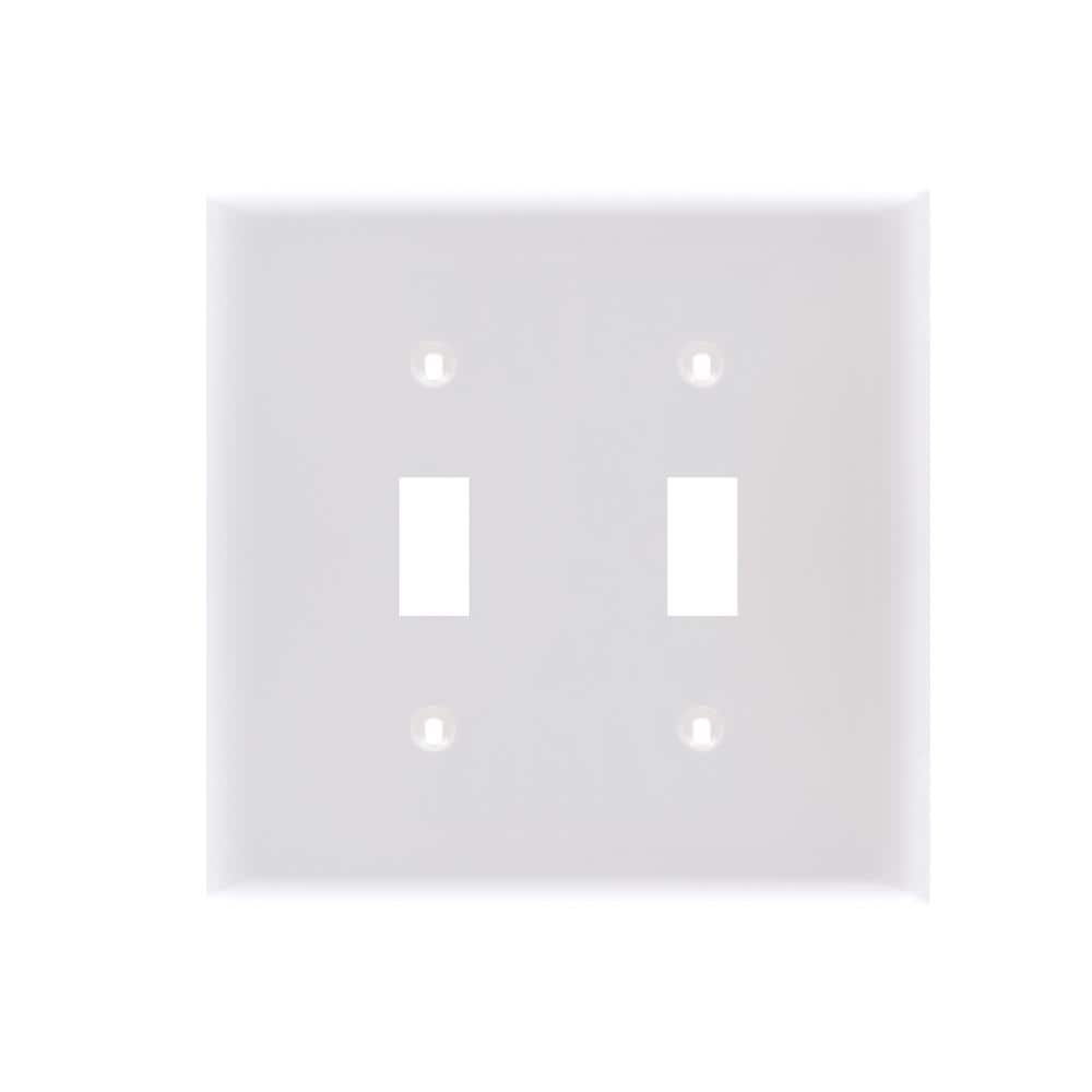 Utilitech 3012-WH10 2 -Gang Standard Size White Plastic Indoor Toggle Wall Plate 10 -Pack