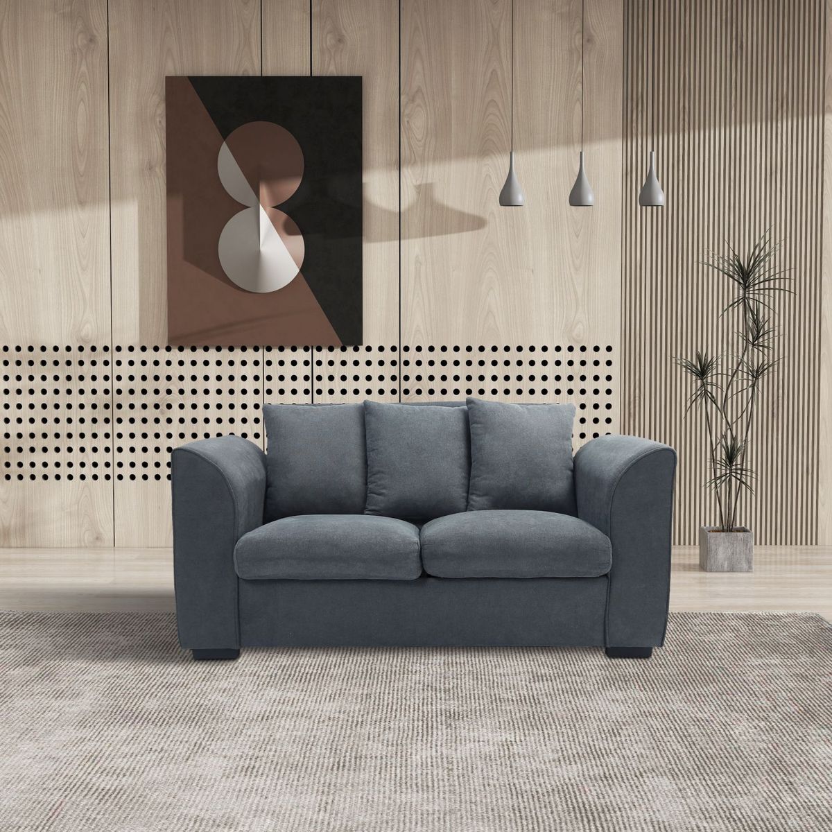 JASMODER W223S01519 33-in Modern Dark Grey Polyester/Blend Sofa