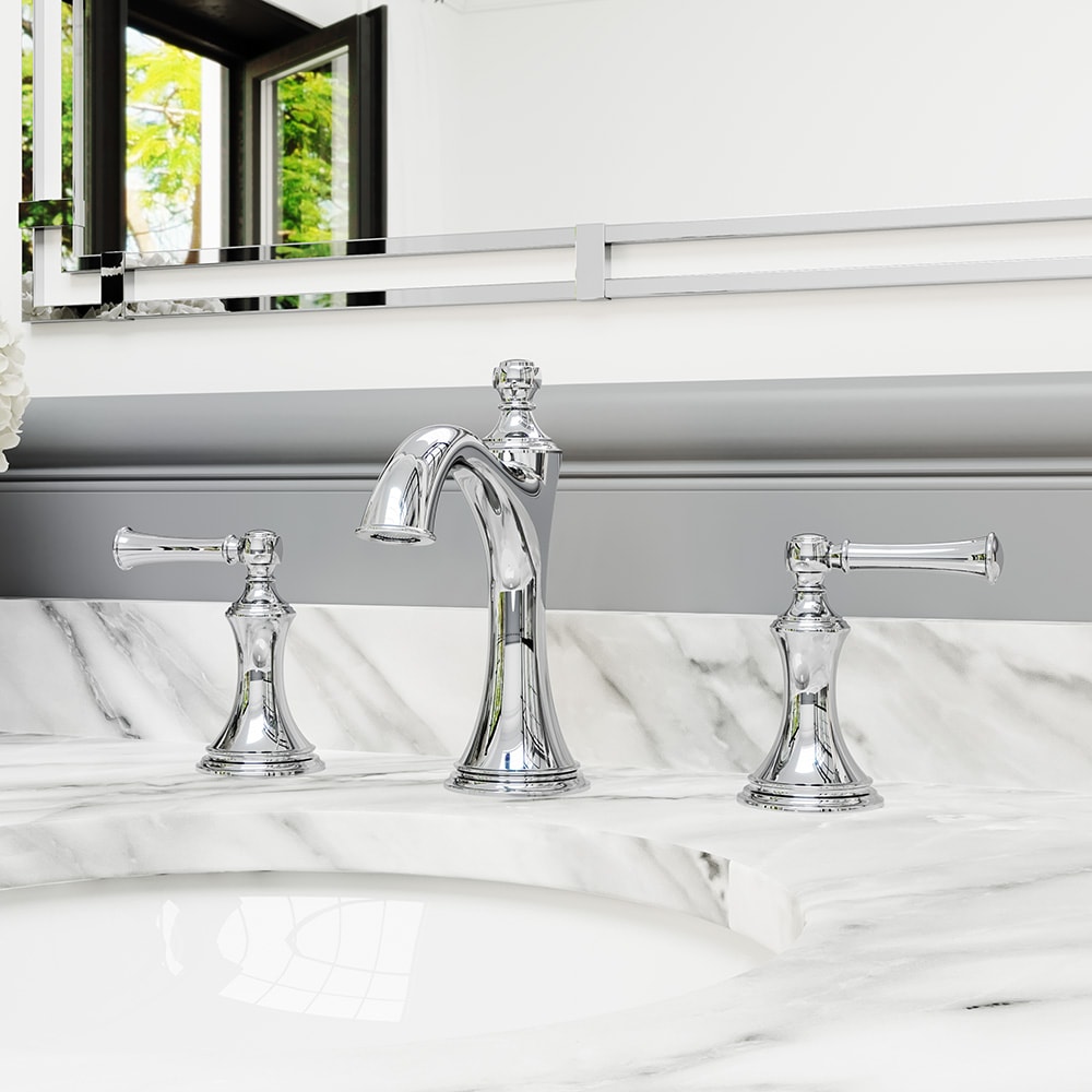 Pfister LG49-TB0C Tisbury Polished Chrome Widespread 2-handle WaterSense Mid-arc Residential Handle Bathroom Sink Faucet with Drain