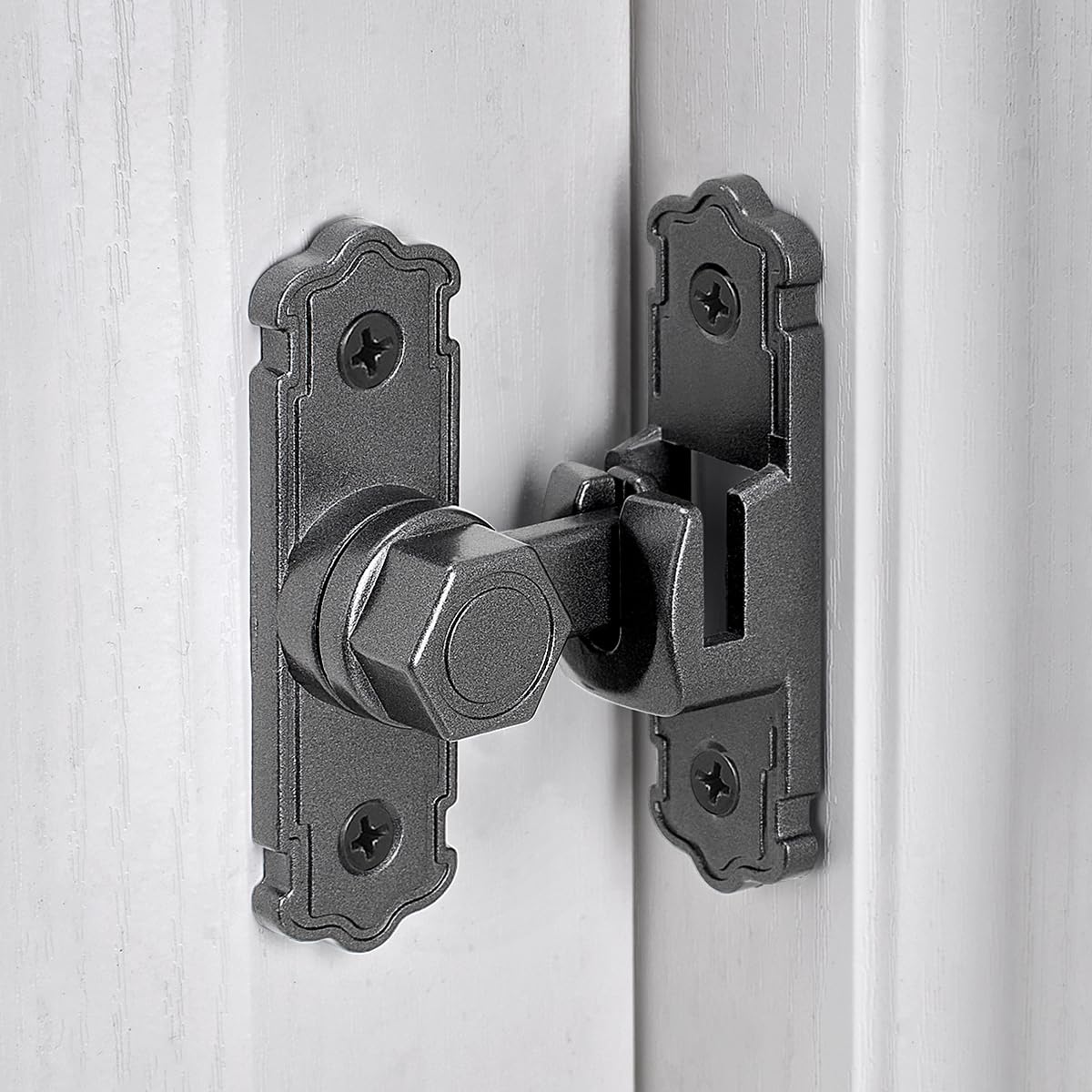 Vrbgify  Aluminum Alloy 90 180 Degree Barn Door Lock Latch Right Angle Flip Gate Lock for Cabinets Bathroom Barn Door Security