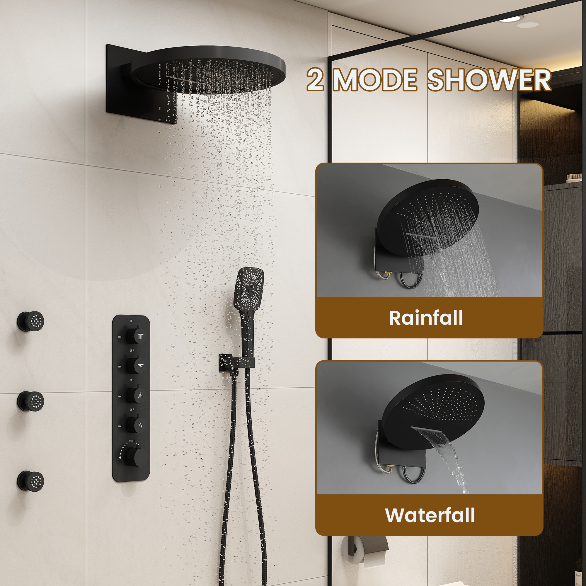 CASAINC CA-A4361-MB Showerhead-Bar-Panels - View #5