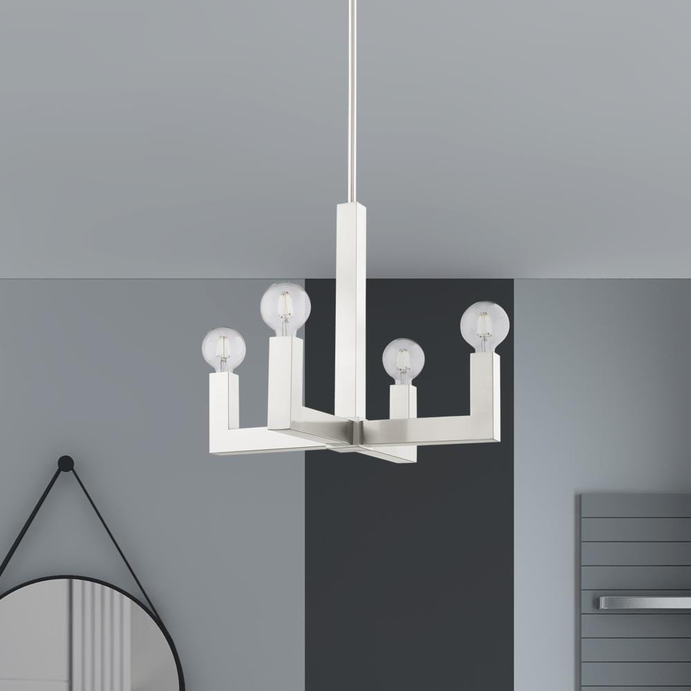 Mini Brushed Nickel Crystal 4-Light Chandelier